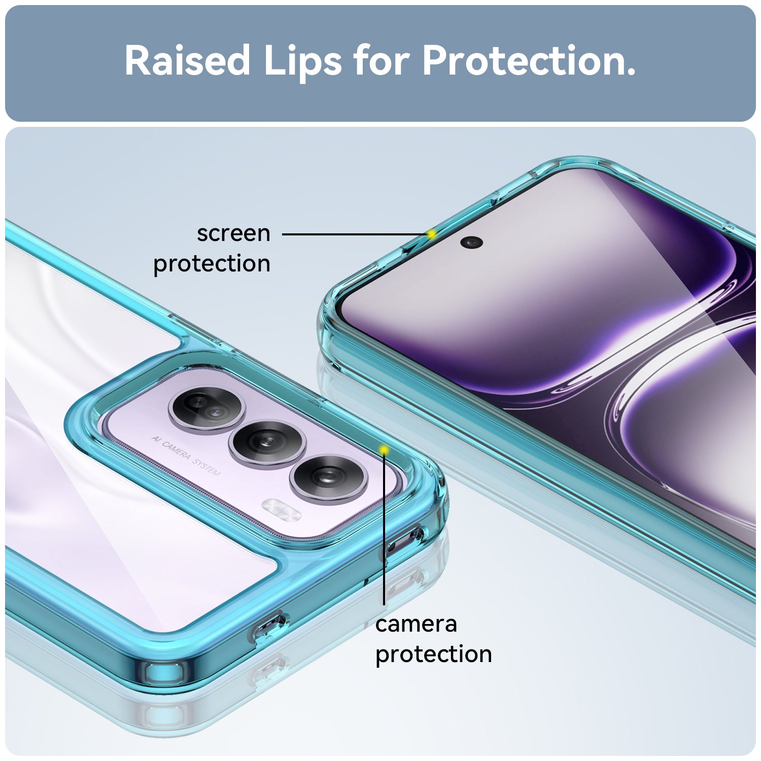 OPPO Reno 12 Pro Soft TPU Bumper Case (Clear Blue)