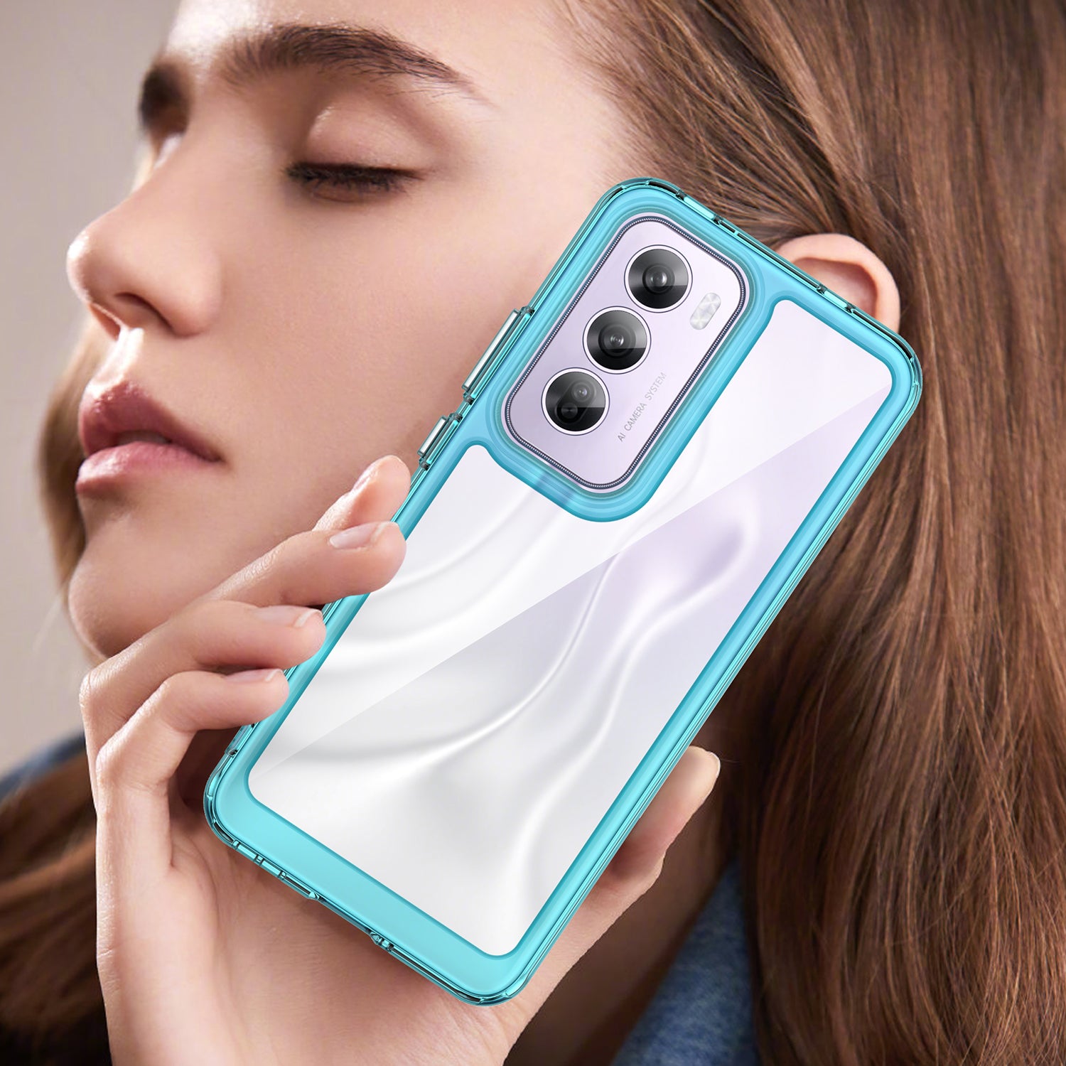 OPPO Reno 12 Pro Soft TPU Bumper Case (Clear Blue)