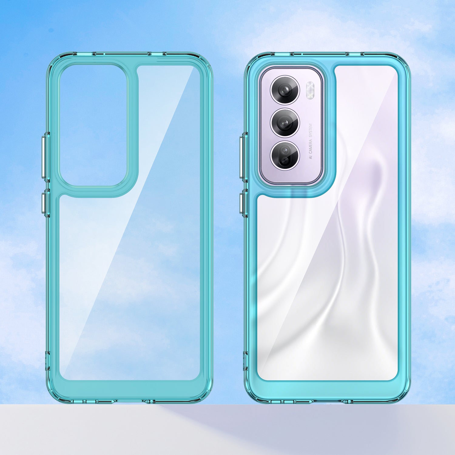 OPPO Reno 12 Pro Soft TPU Bumper Case (Clear Blue)