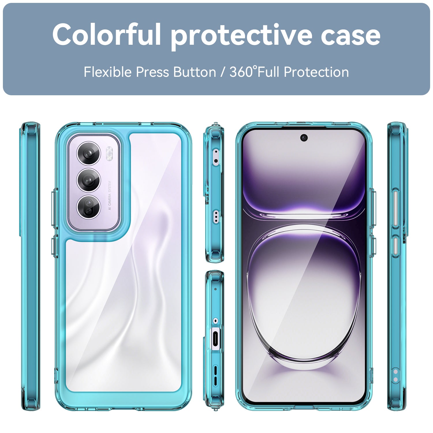 OPPO Reno 12 Pro Soft TPU Bumper Case (Clear Blue)