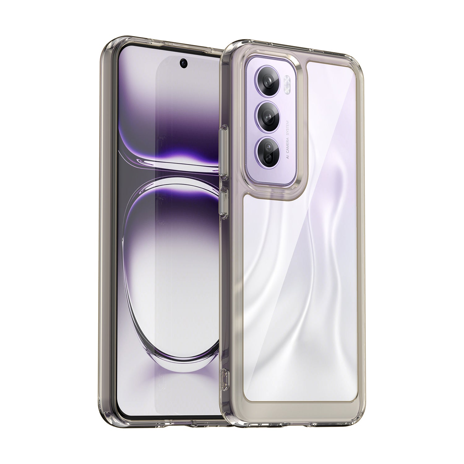 OPPO Reno 12 Pro Soft TPU Bumper Case (Clear Grey)