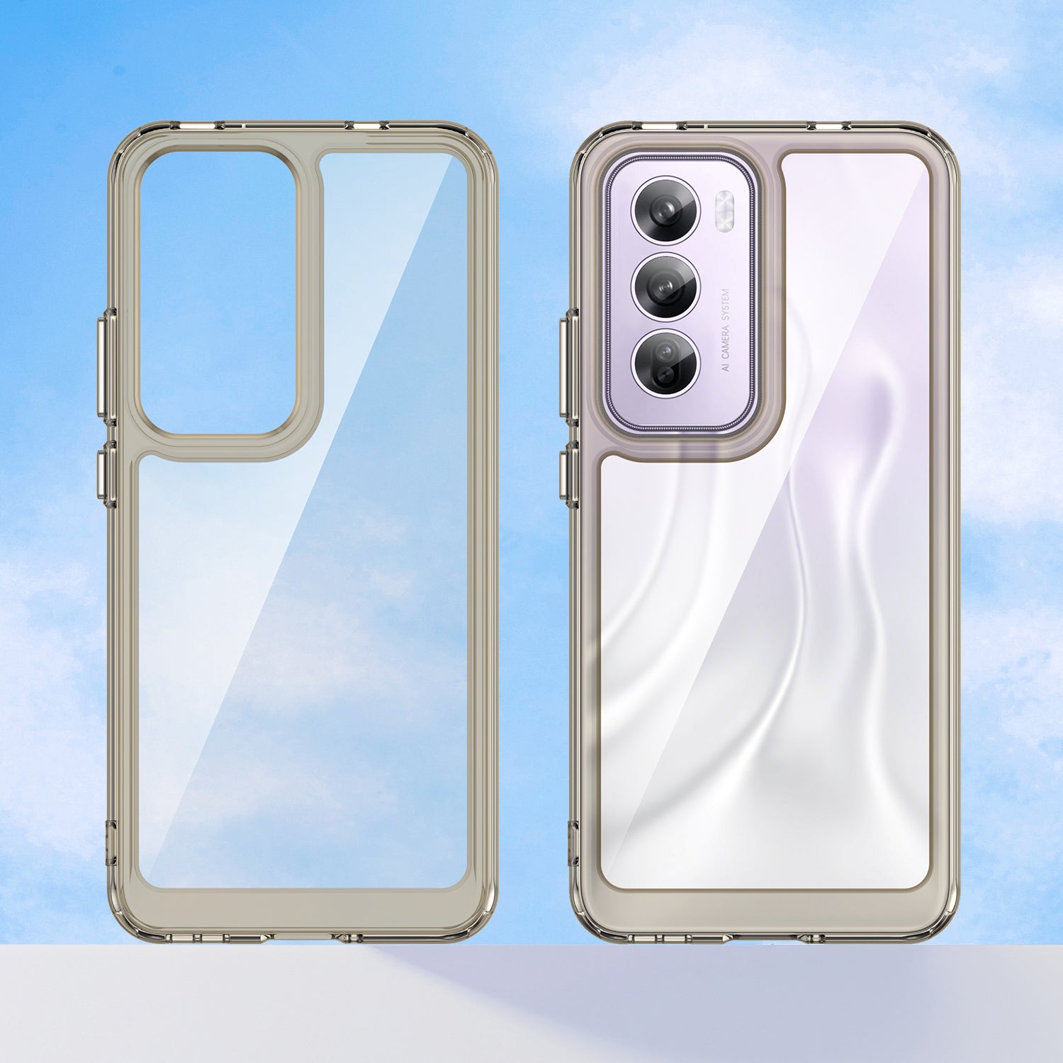 OPPO Reno 12 Pro Soft TPU Bumper Case (Clear Grey)