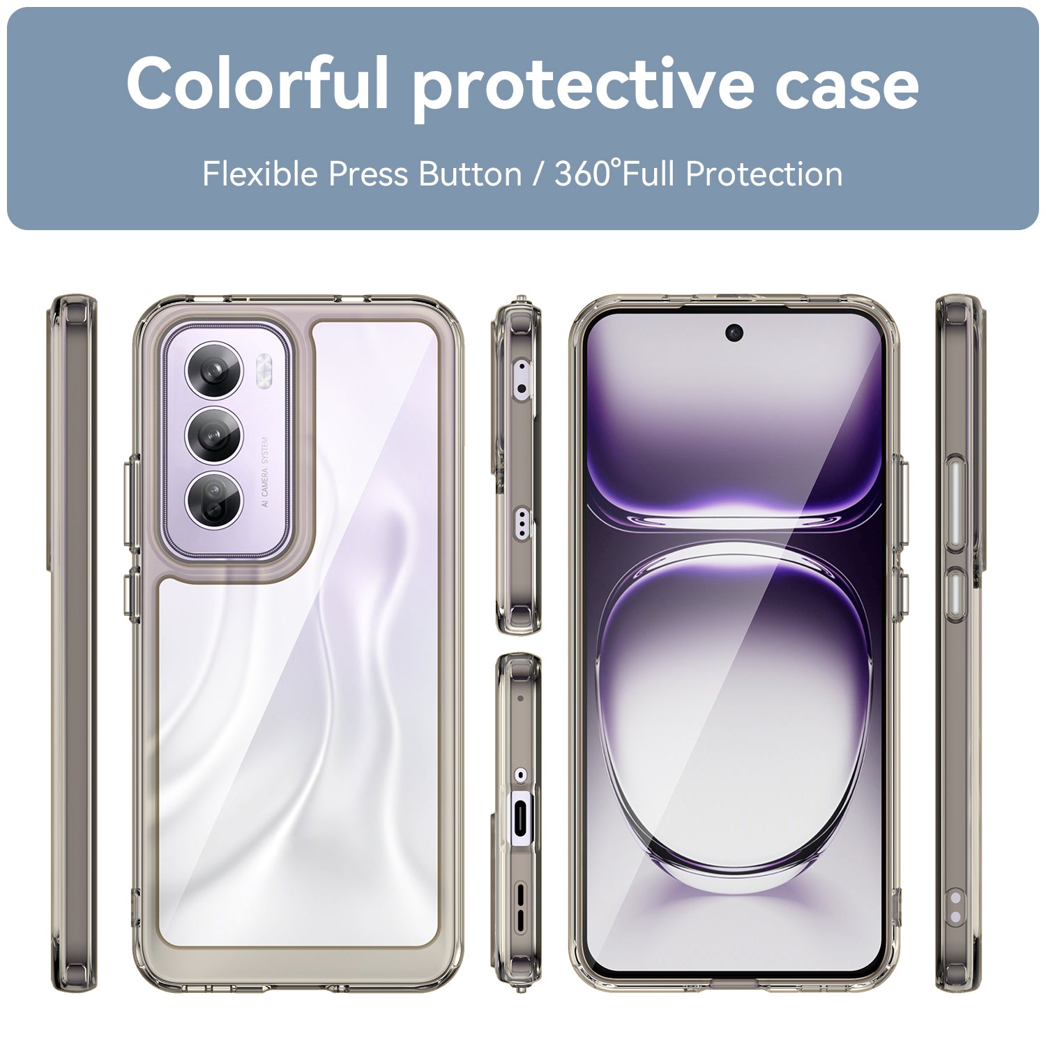 OPPO Reno 12 Pro Soft TPU Bumper Case (Clear Grey)