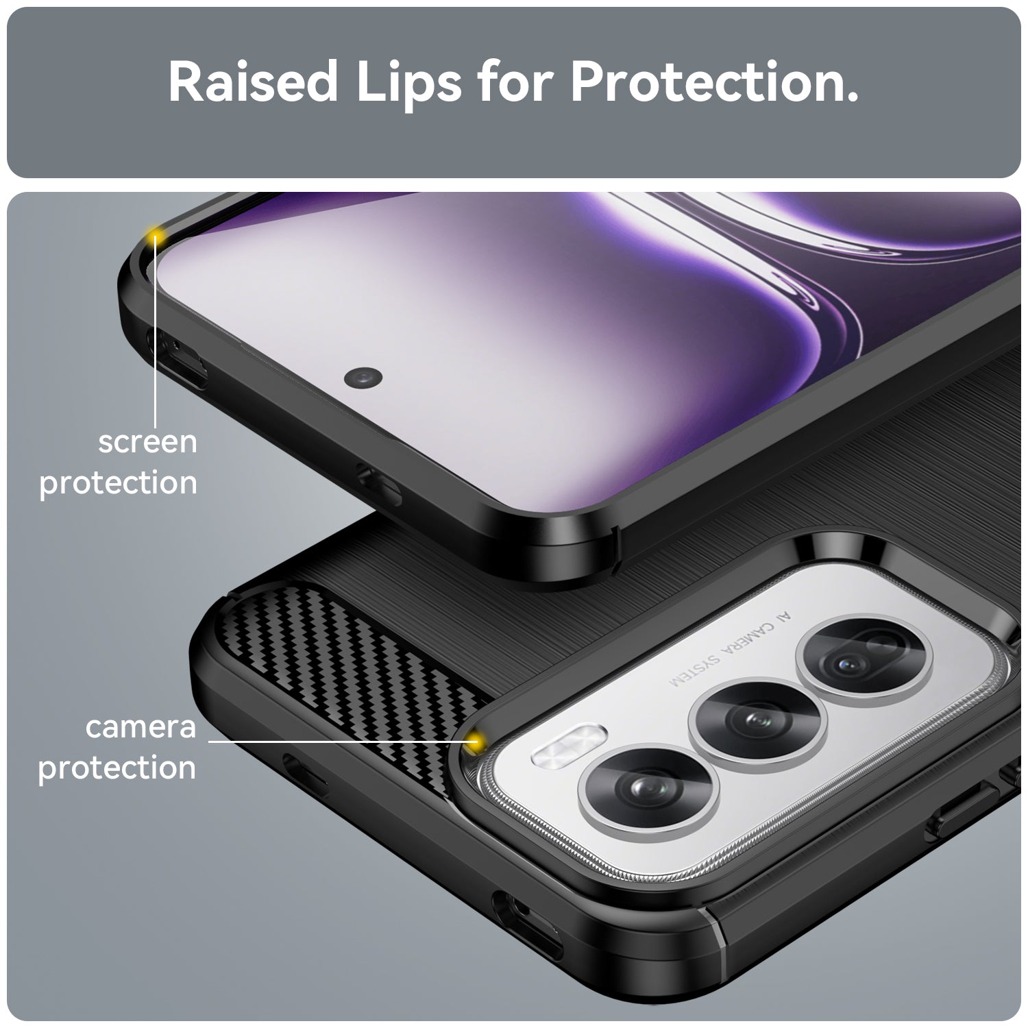 OPPO Reno 12 Pro Carbon Fibre Brushed Case (Black)