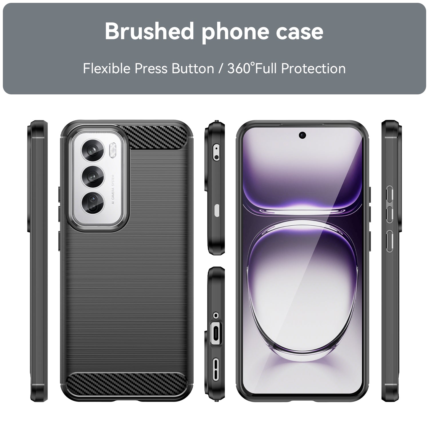 OPPO Reno 12 Pro Carbon Fibre Brushed Case (Black)