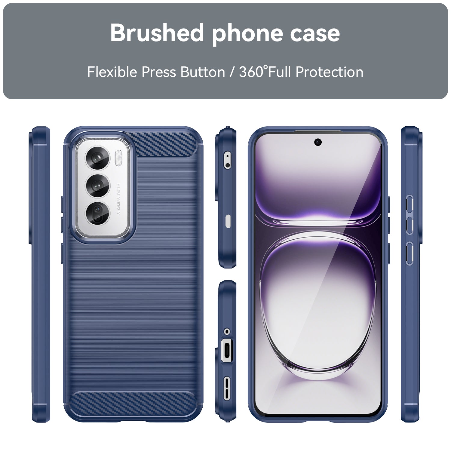 OPPO Reno 12 Pro Carbon Fibre Brushed Case (Navy)