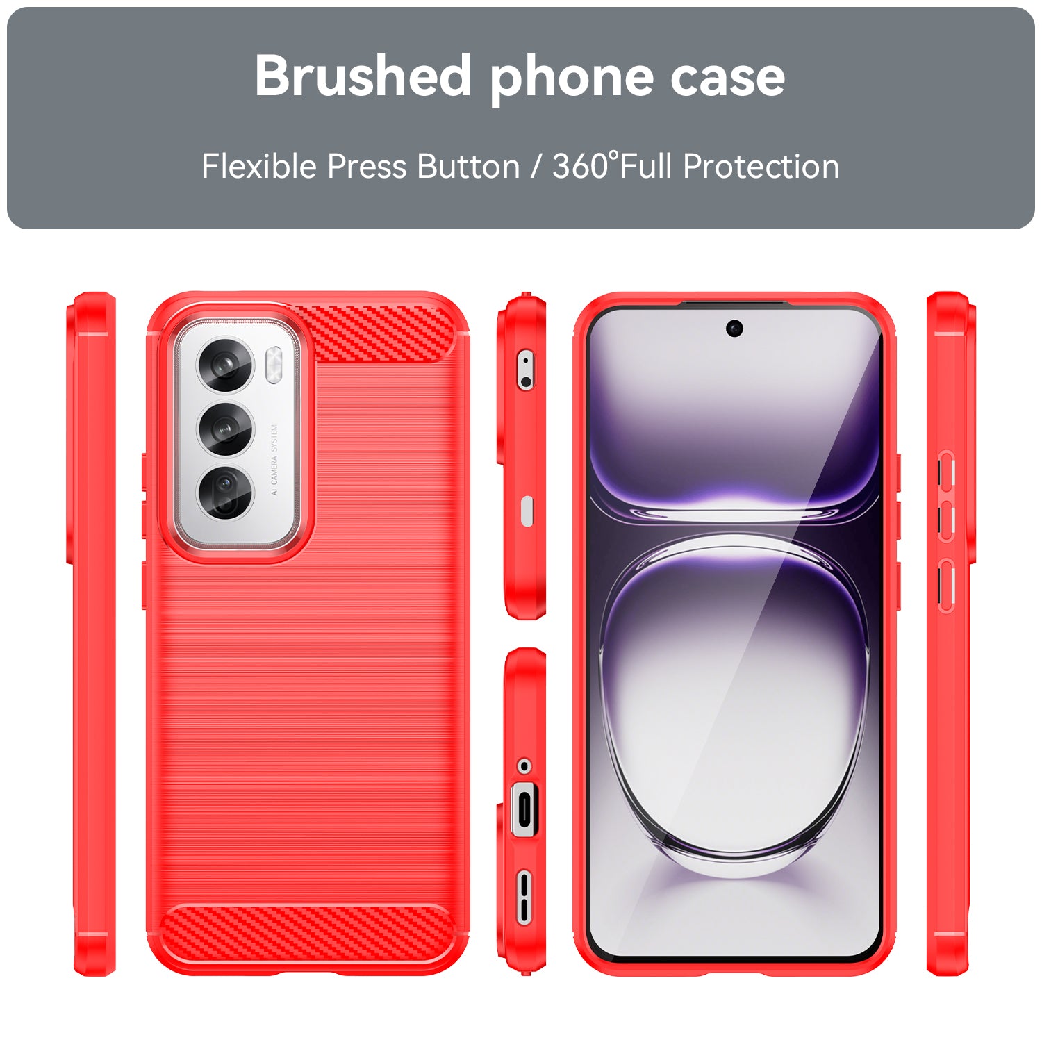 OPPO Reno 12 Pro Carbon Fibre Brushed Case (Red)