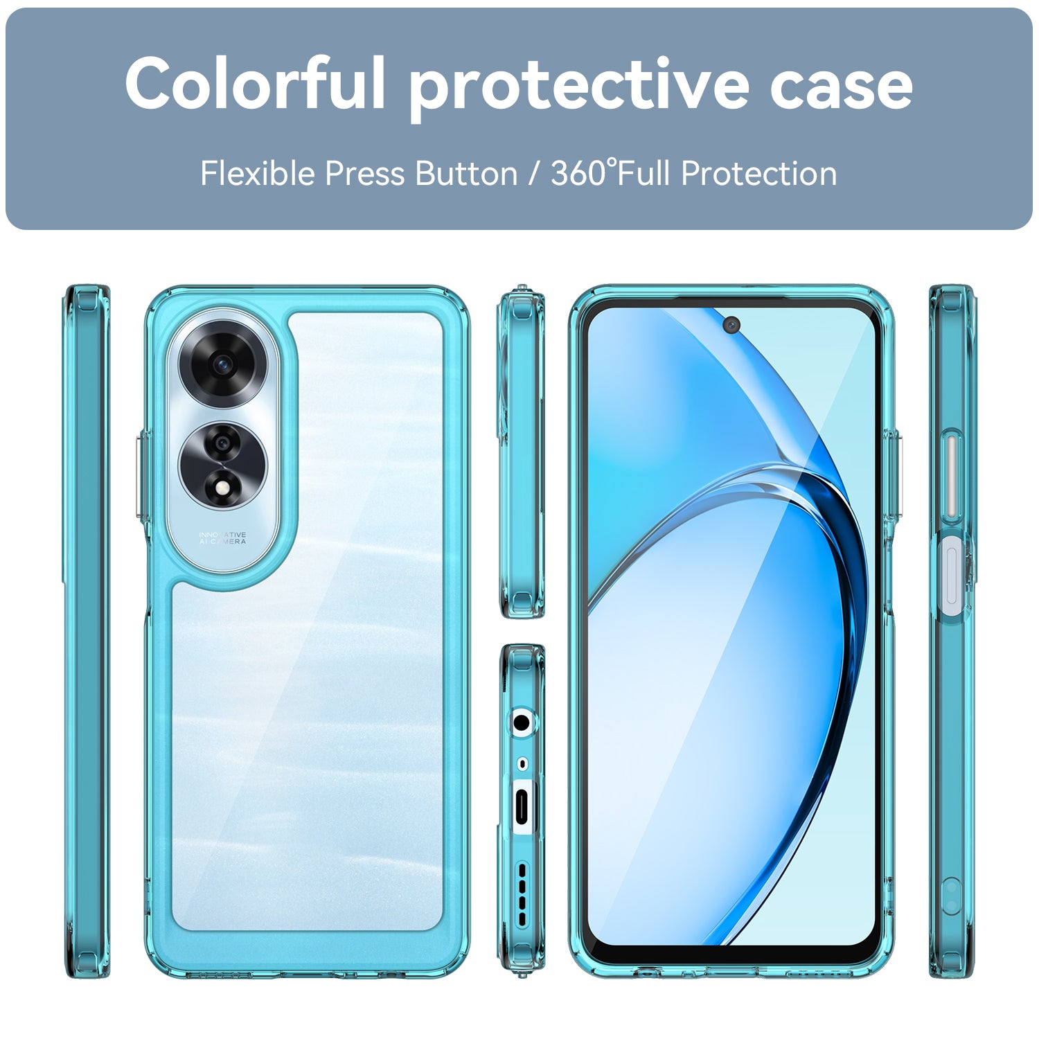 OPPO A60 4G Soft TPU Bumper Case (Clear Blue)