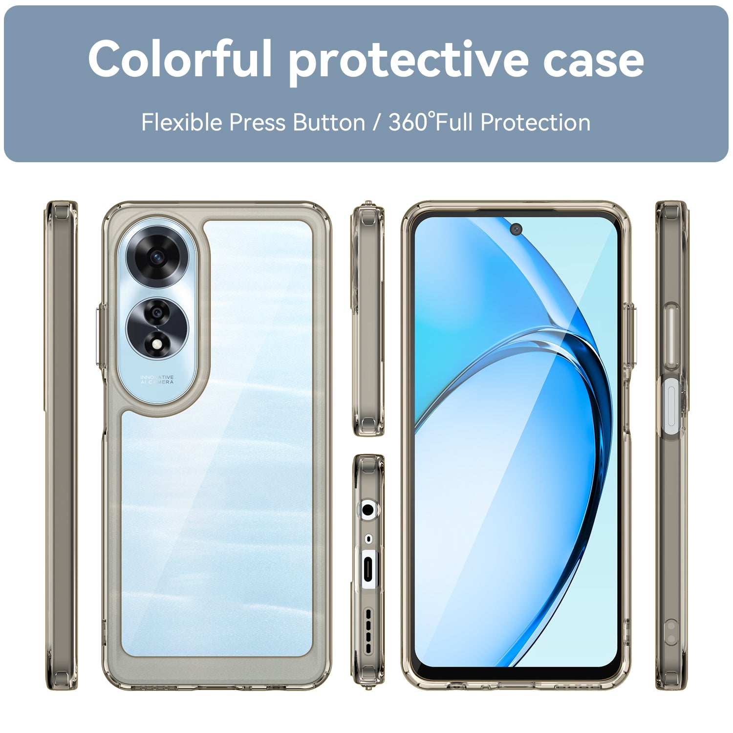 OPPO A60 4G Soft TPU Bumper Case (Clear Grey)