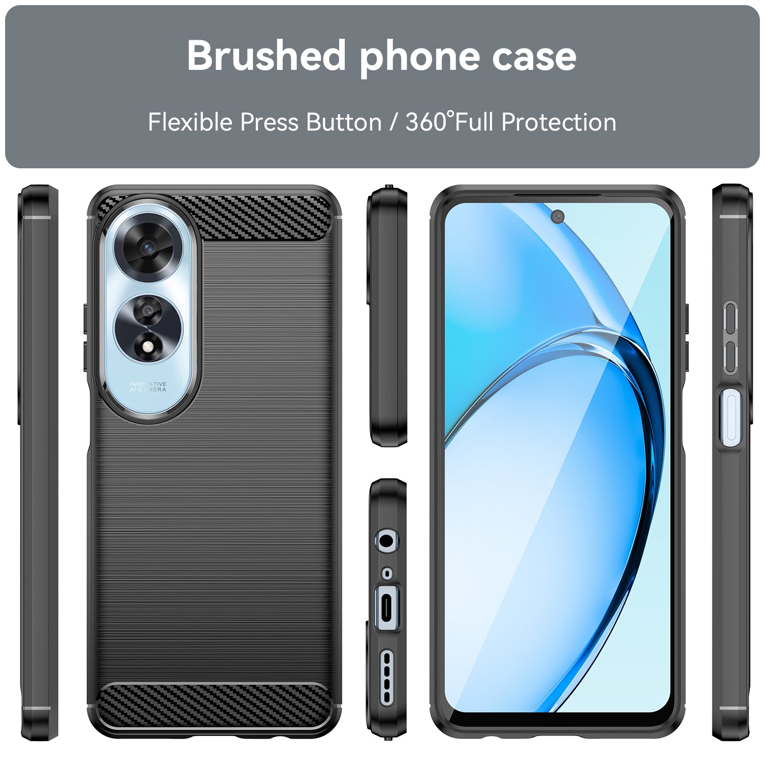 OPPO A60 4G Carbon Fibre Brushed Case (Black)