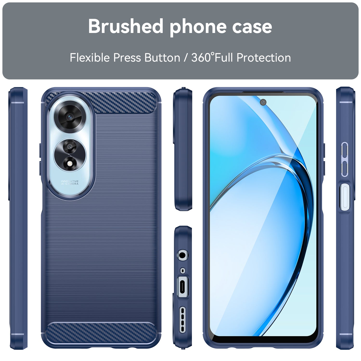 OPPO A60 4G Carbon Fibre Brushed Case (Navy)