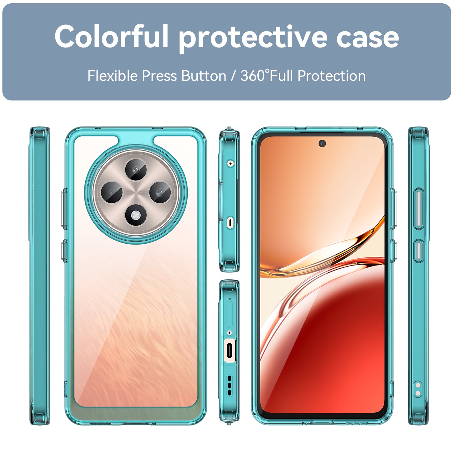 OPPO Reno 12 F Soft TPU Bumper Case (Clear Blue)