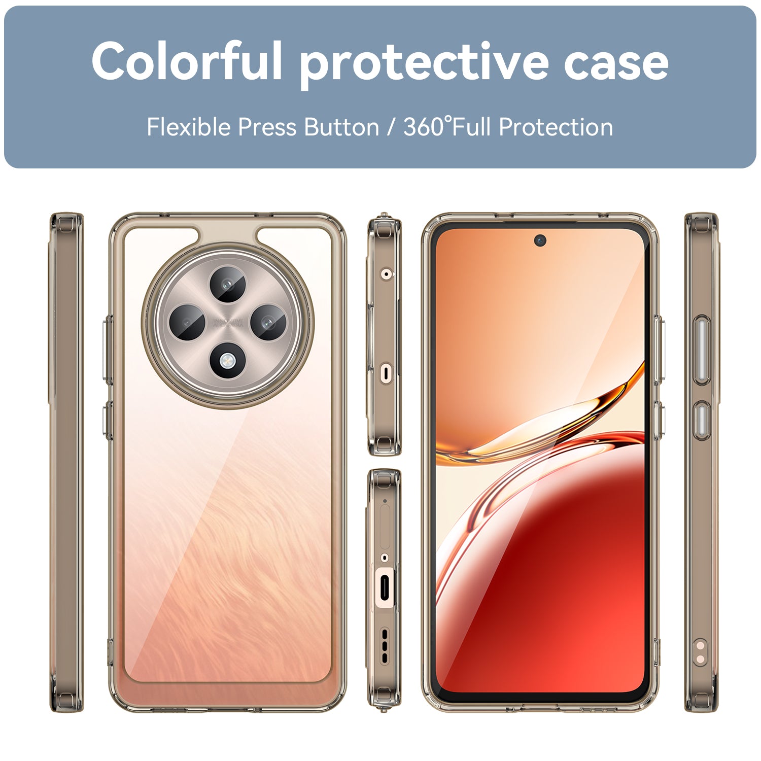 OPPO Reno 12 F Soft TPU Bumper Case (Clear Grey)