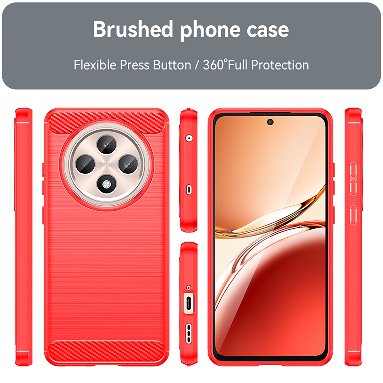 OPPO Reno 12 F Carbon Fibre Brushed Case (Red)