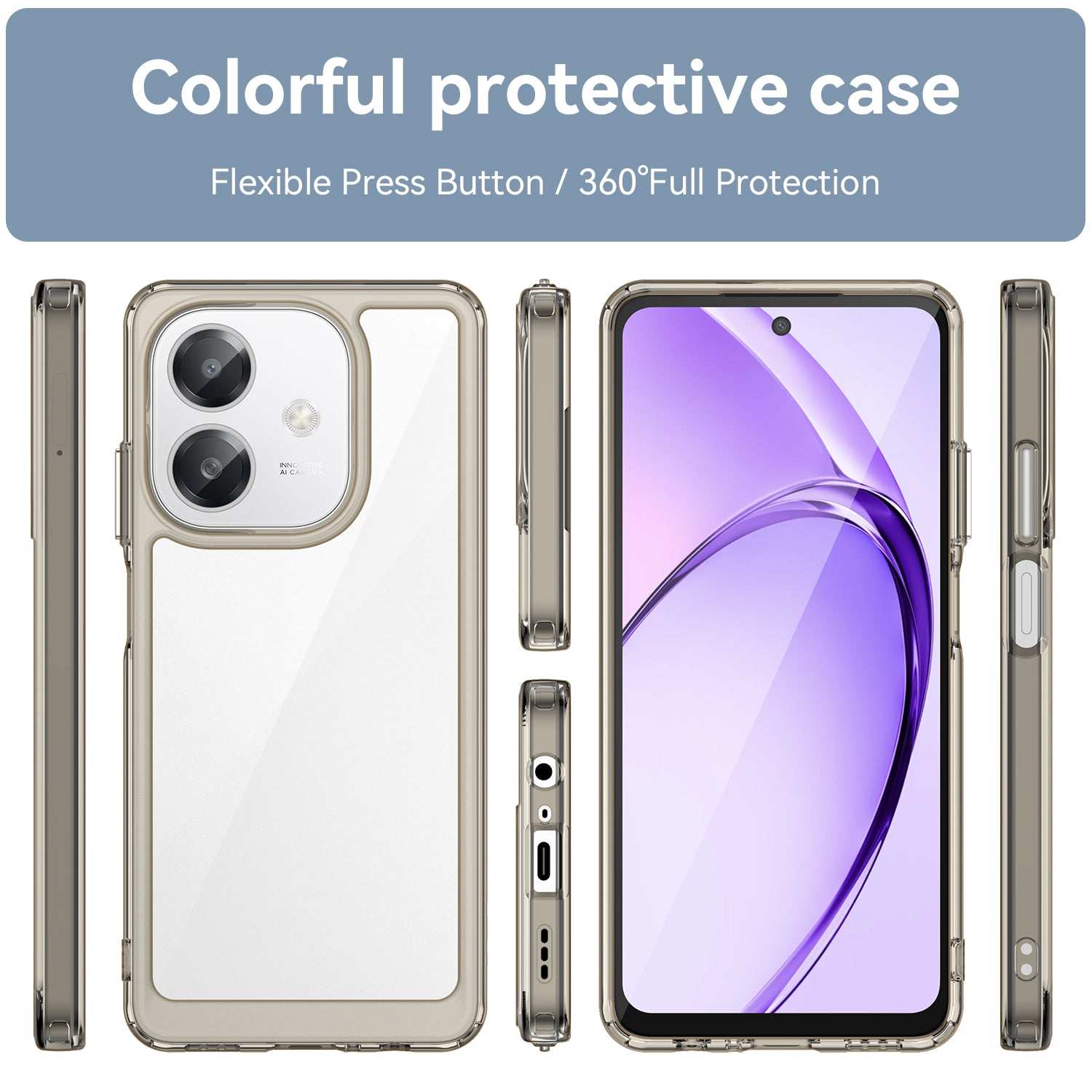 OPPO A60 5G Soft TPU Bumper Case (Clear Grey)