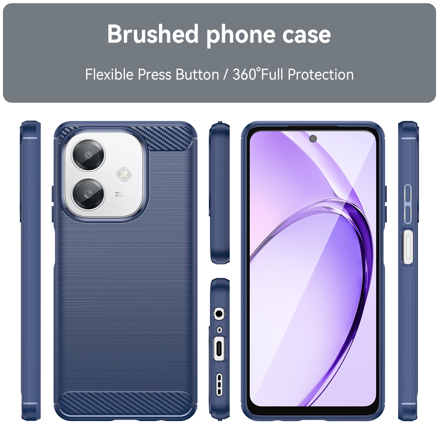 OPPO A60 5G Carbon Fibre Brushed Case (Navy)