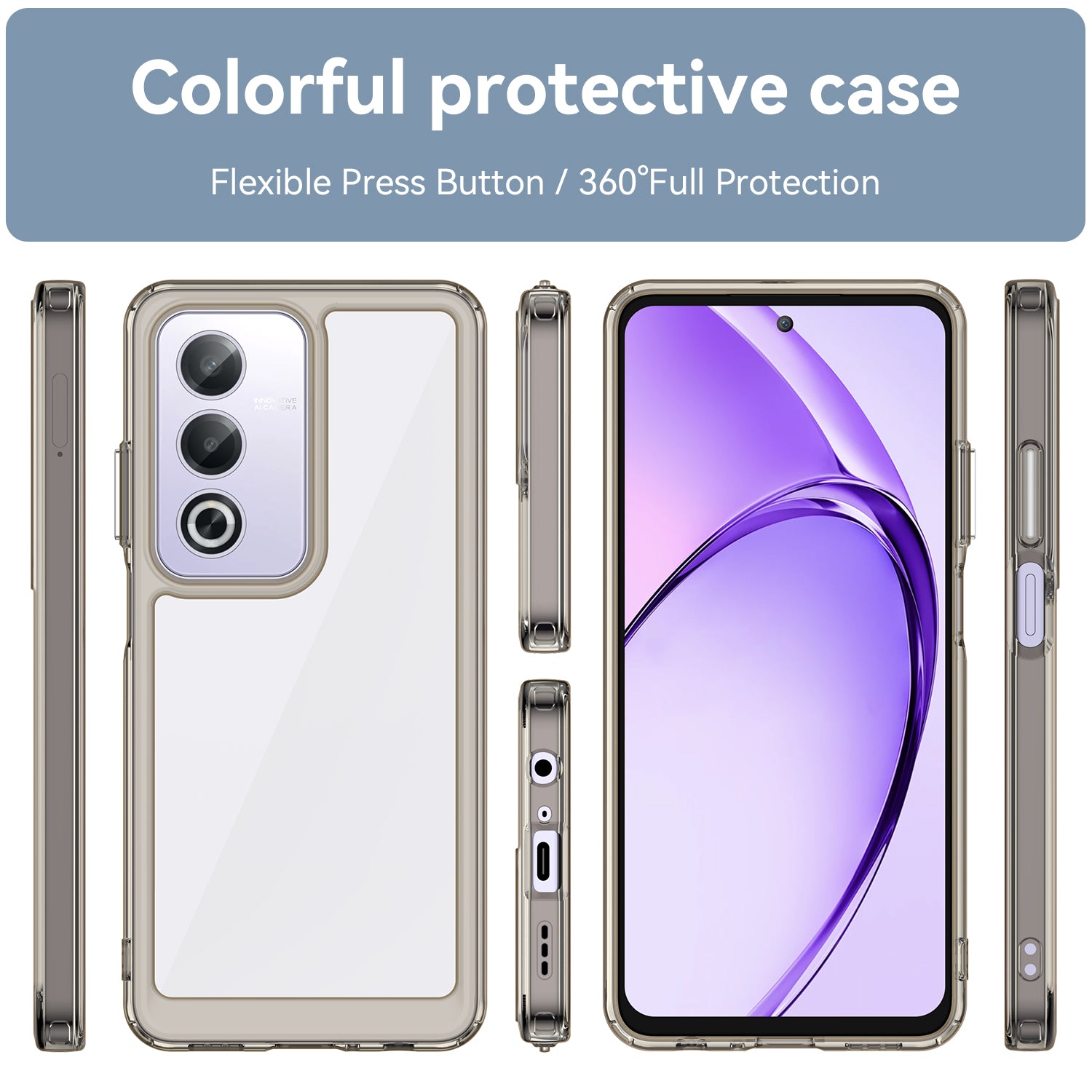 OPPO A80 5G Soft TPU Bumper Case (Clear Grey)