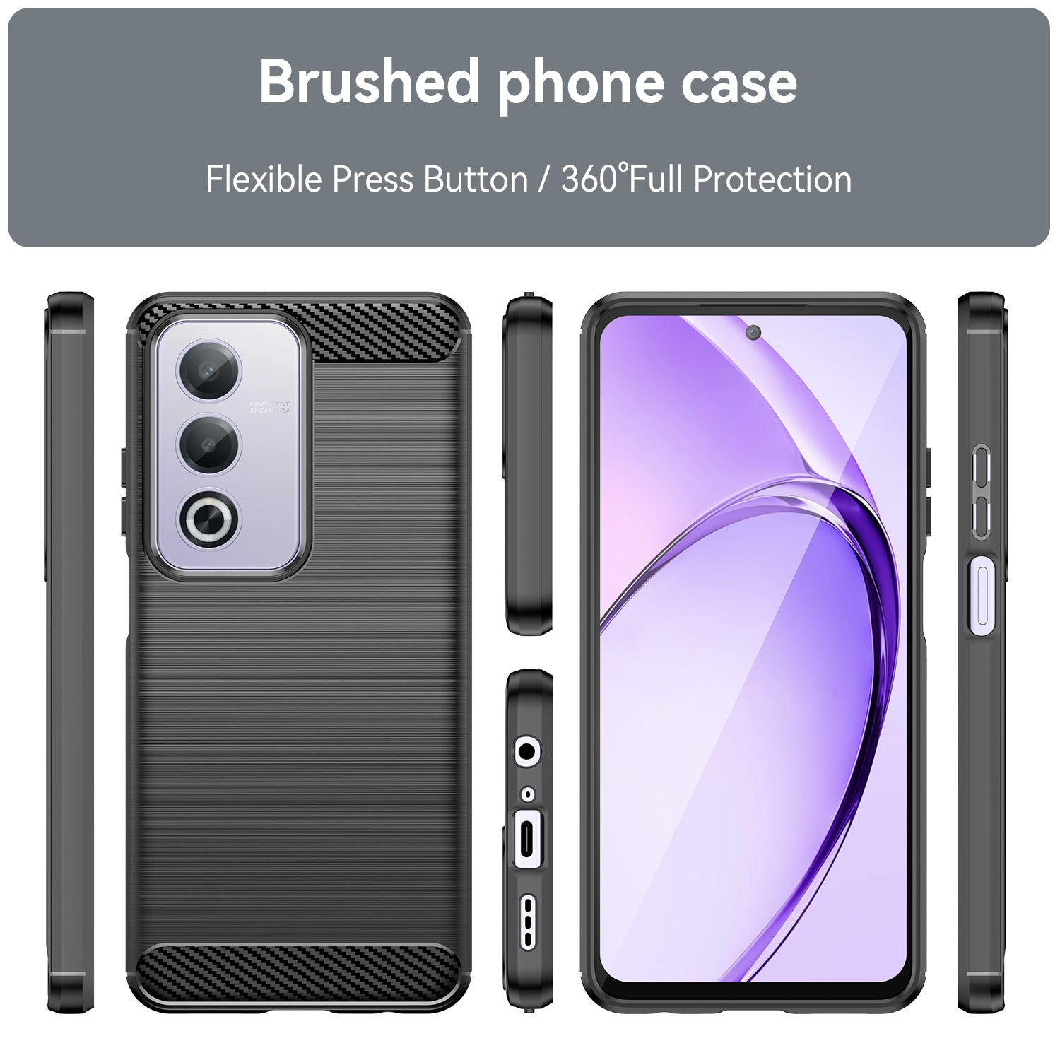 OPPO A80 5G Carbon Fibre Brushed Case (Black)