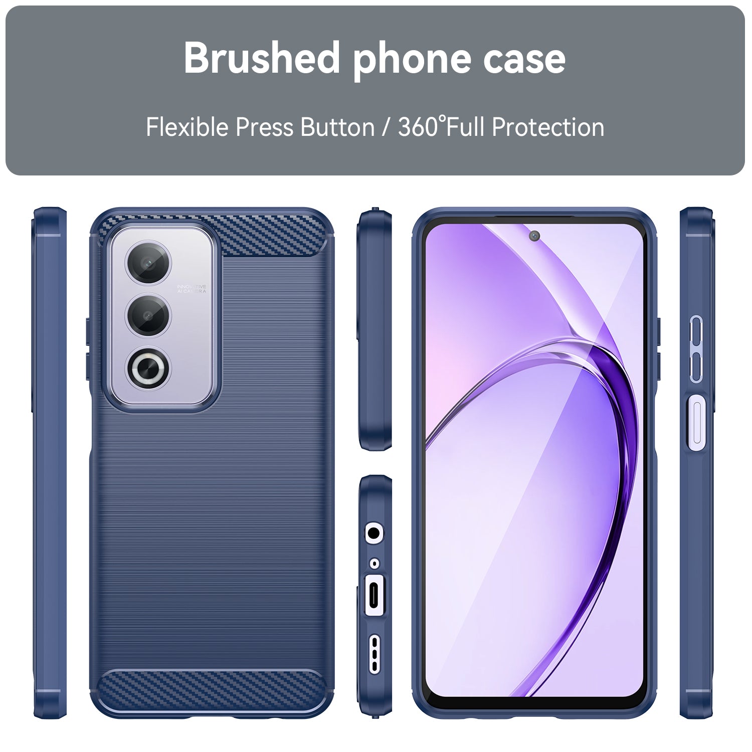 OPPO A80 5G Carbon Fibre Brushed Case (Navy)