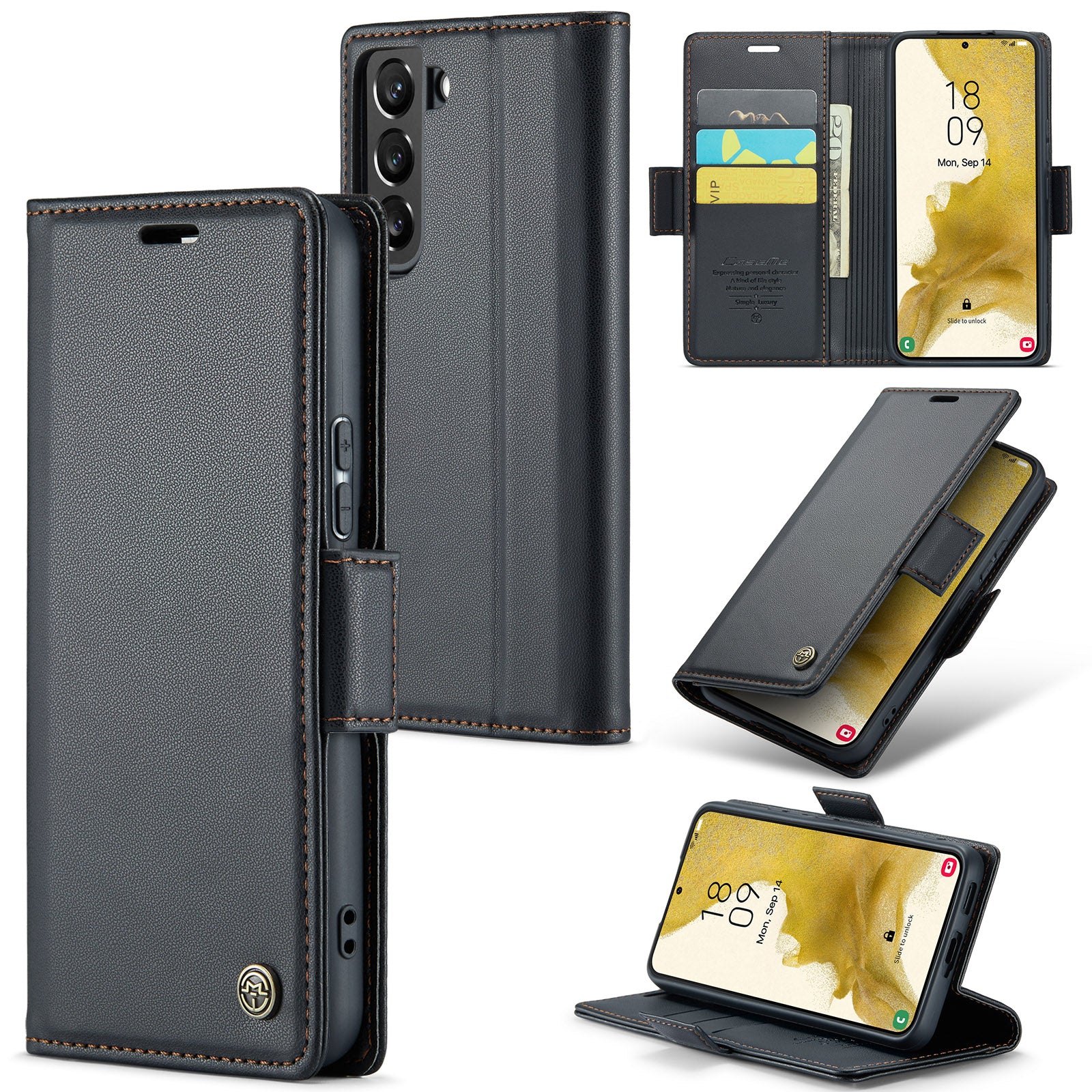 Samsung Galaxy S22 CaseMe 023 Wallet Flip Cover, RFID Protection, Card Holder