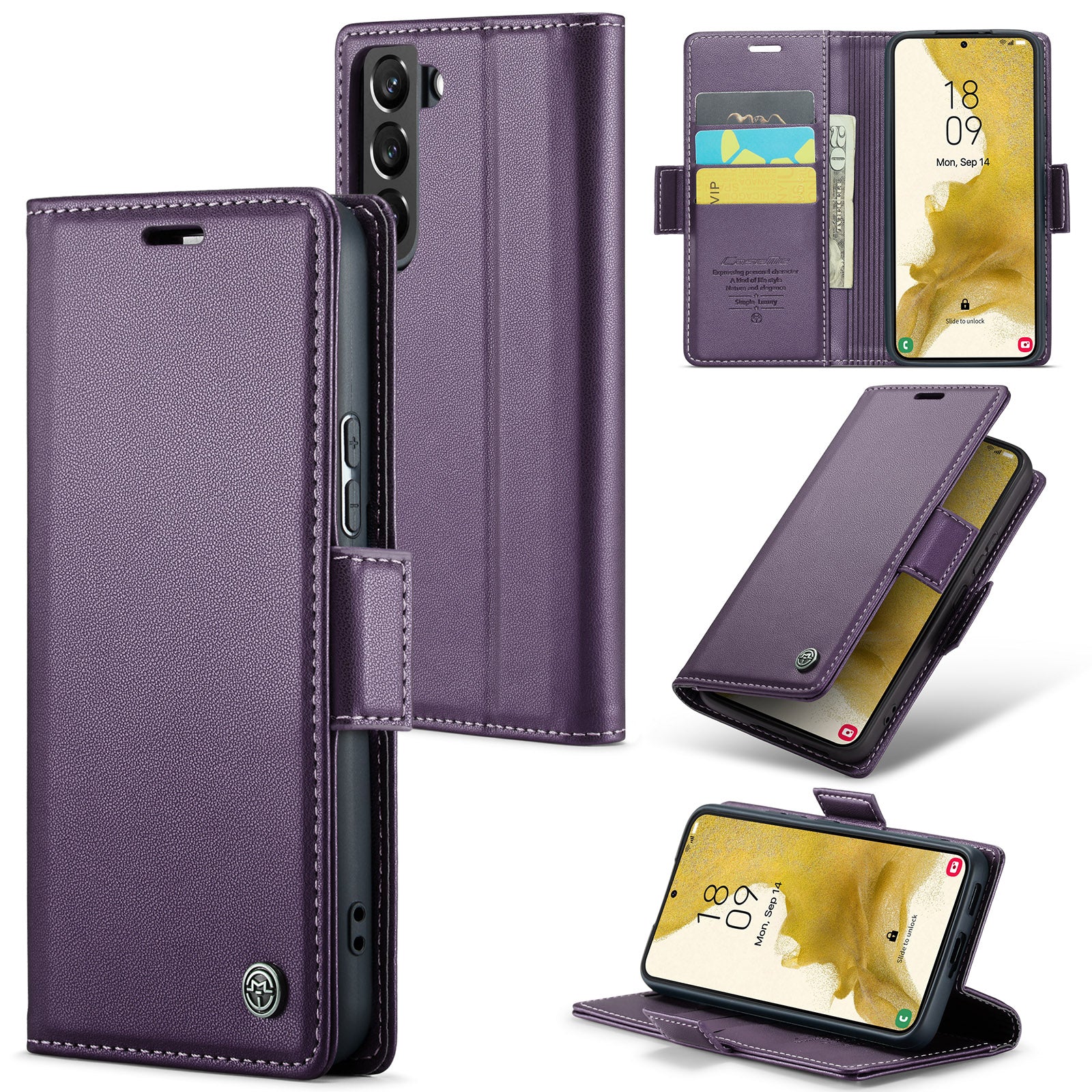 Samsung Galaxy S22 CaseMe 023 Wallet Flip Cover, RFID Protection, Card Holder