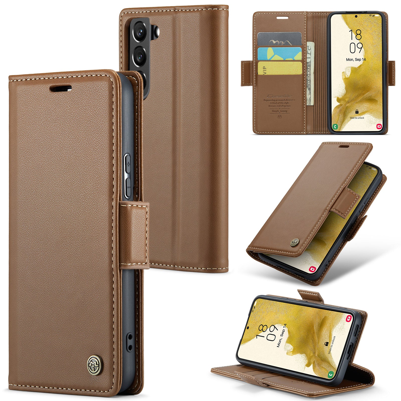 Samsung Galaxy S22 CaseMe 023 Wallet Flip Cover, RFID Protection, Card Holder