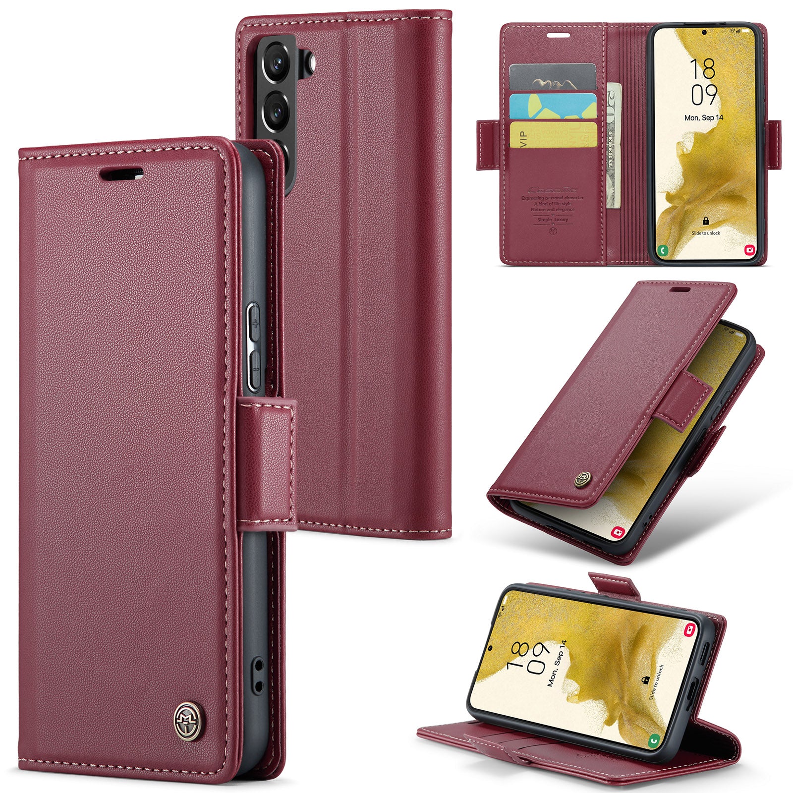 Samsung Galaxy S22 Plus CaseMe 023 Wallet Flip Cover, RFID Protection, Card Holder