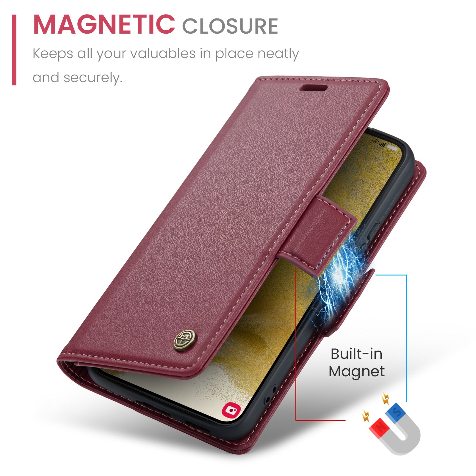 Samsung Galaxy S22 Plus CaseMe 023 Wallet Flip Cover, RFID Protection, Card Holder