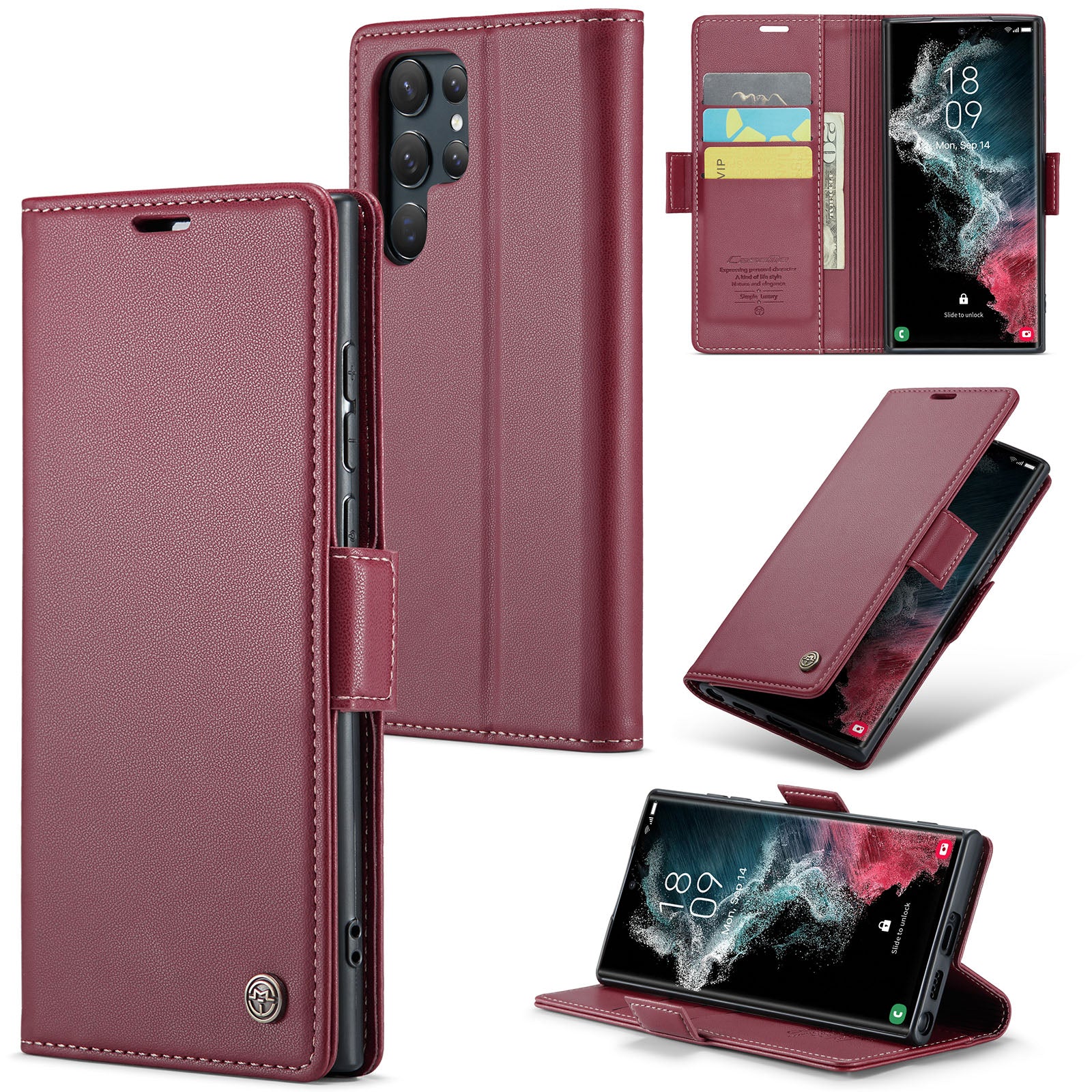 Samsung Galaxy S22 Ultra CaseMe 023 Wallet Flip Cover, RFID Protection, Card Holder