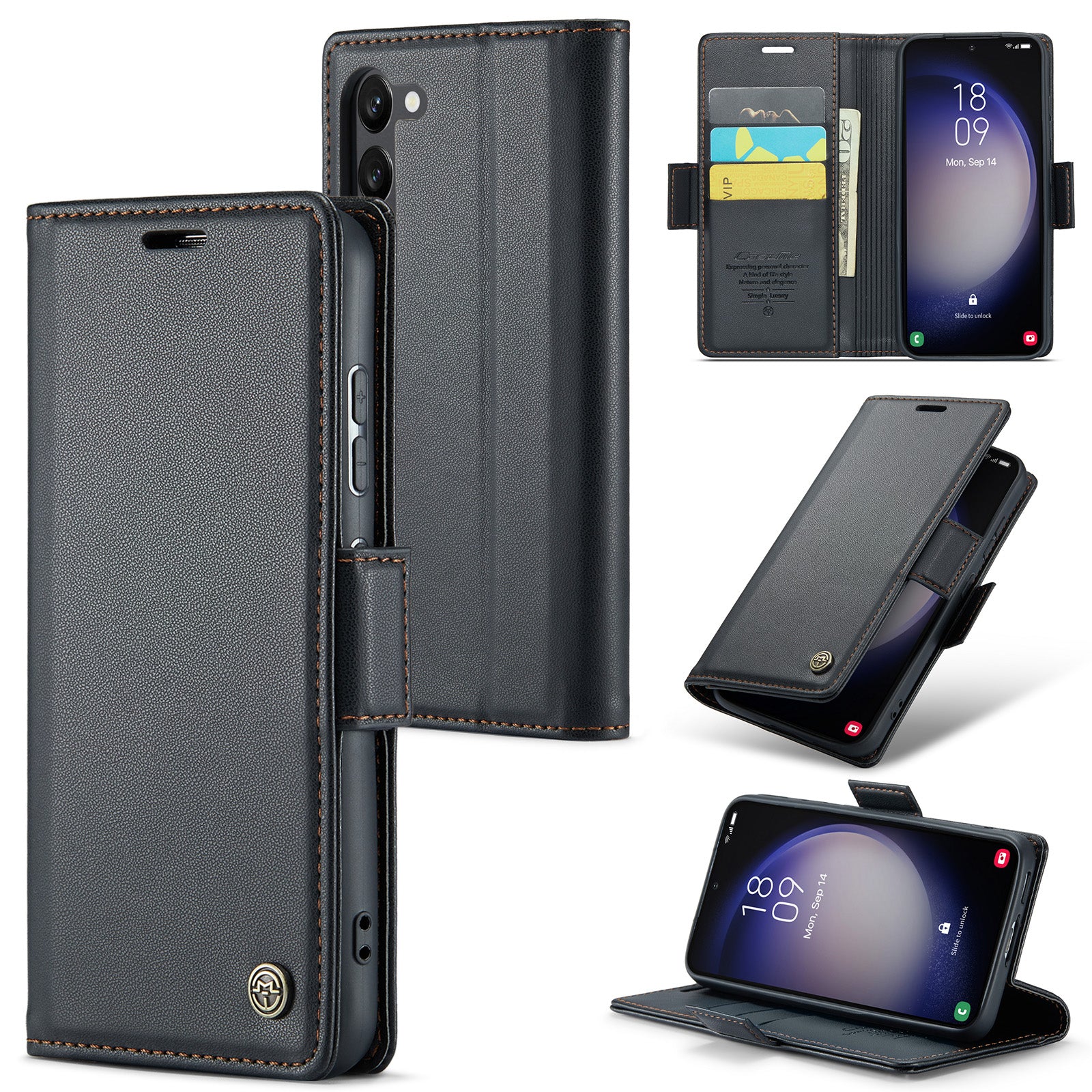 Samsung Galaxy S23 CaseMe 023 Wallet Flip Cover, RFID Protection, Card Holder