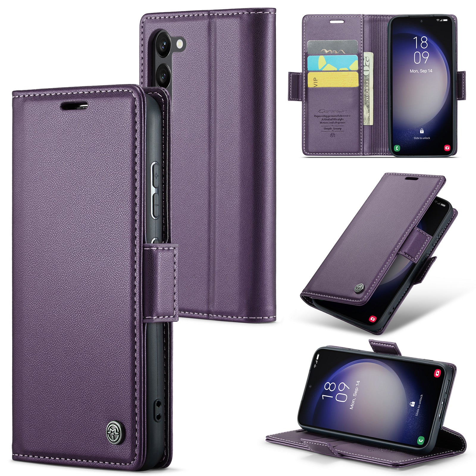 Samsung Galaxy S23 CaseMe 023 Wallet Flip Cover, RFID Protection, Card Holder