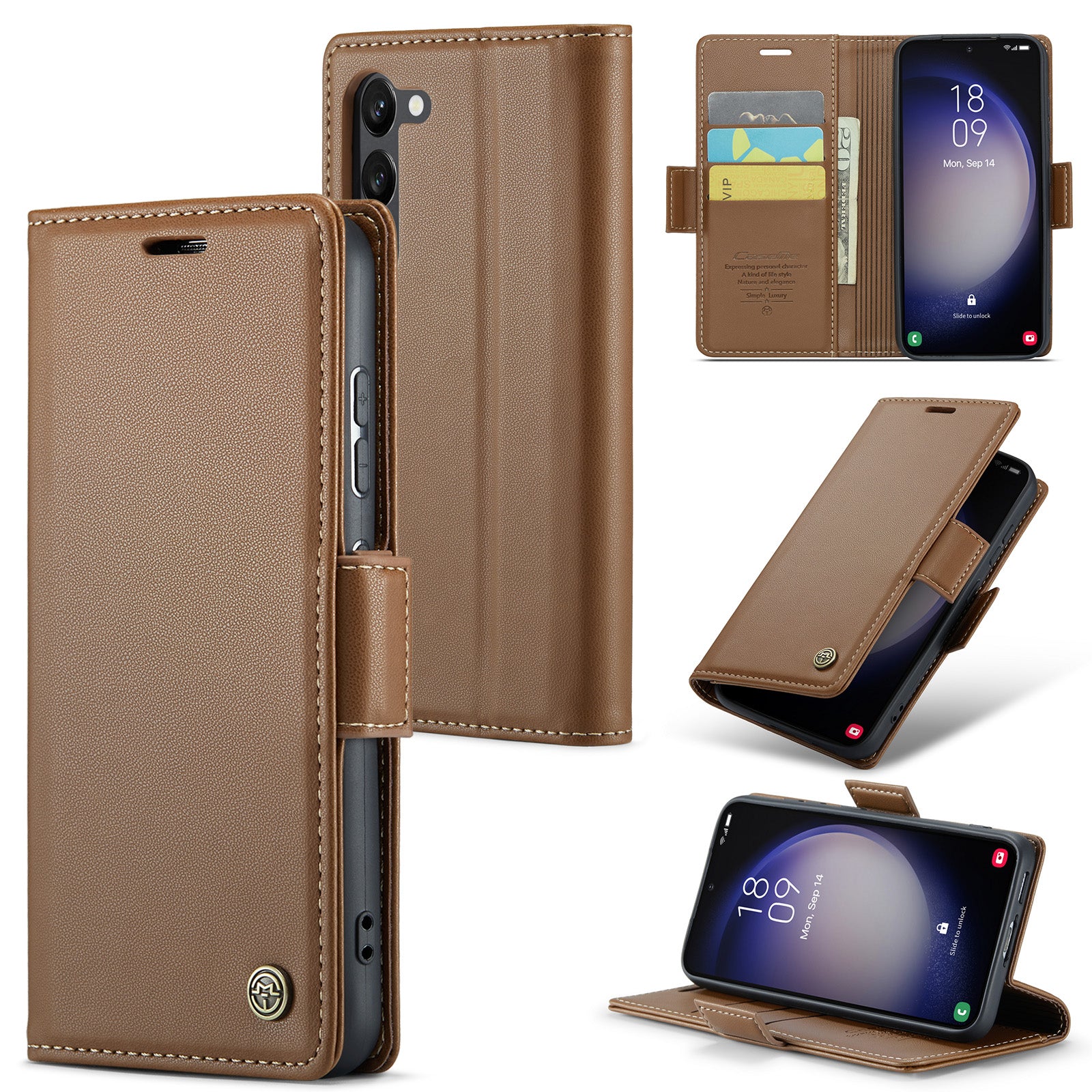 Samsung Galaxy S23 CaseMe 023 Wallet Flip Cover, RFID Protection, Card Holder