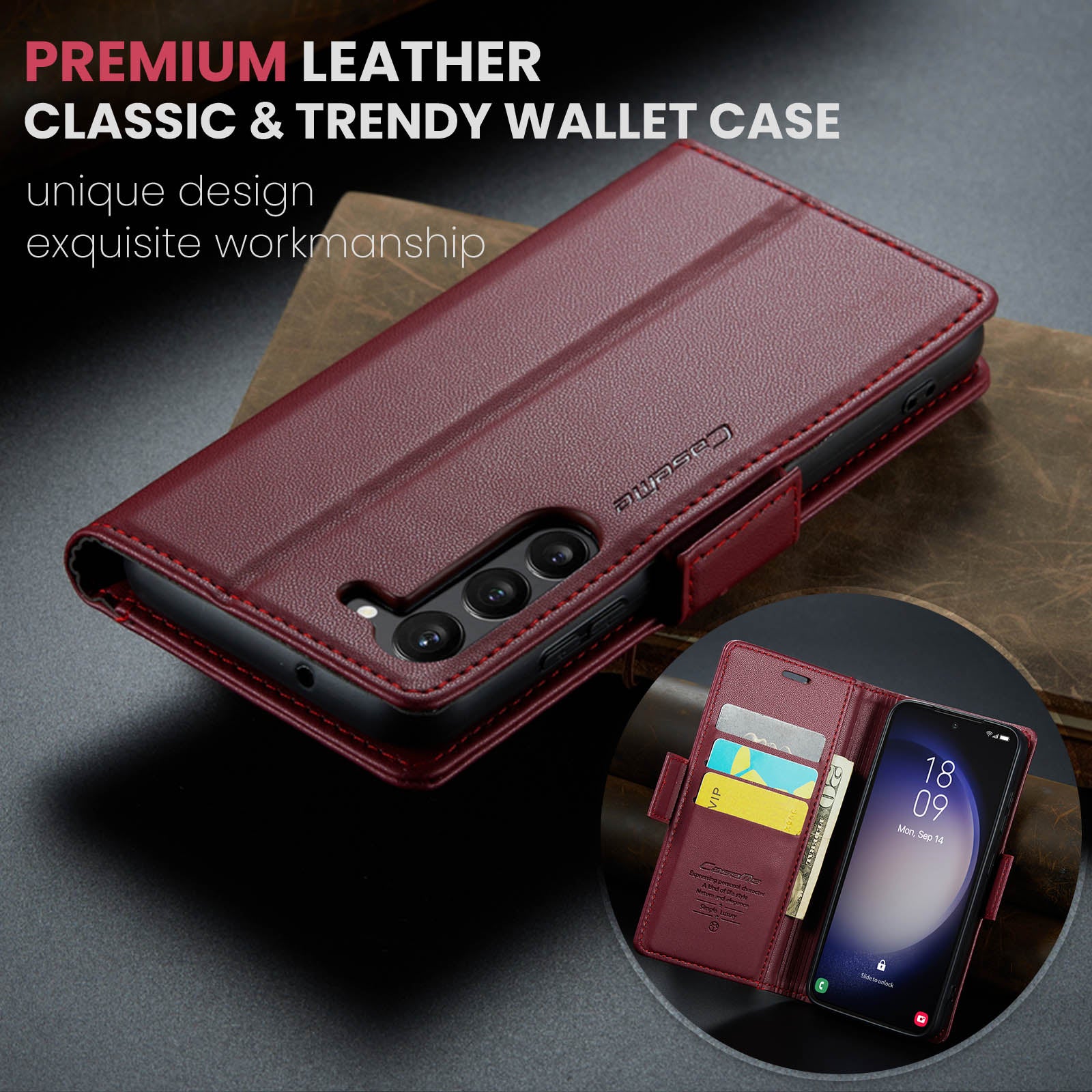 Samsung Galaxy S23 Plus CaseMe 023 Wallet Flip Cover, RFID Protection, Card Holder