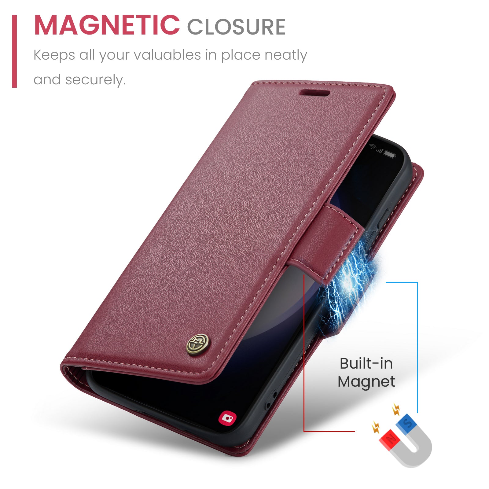 Samsung Galaxy S23 Plus CaseMe 023 Wallet Flip Cover, RFID Protection, Card Holder