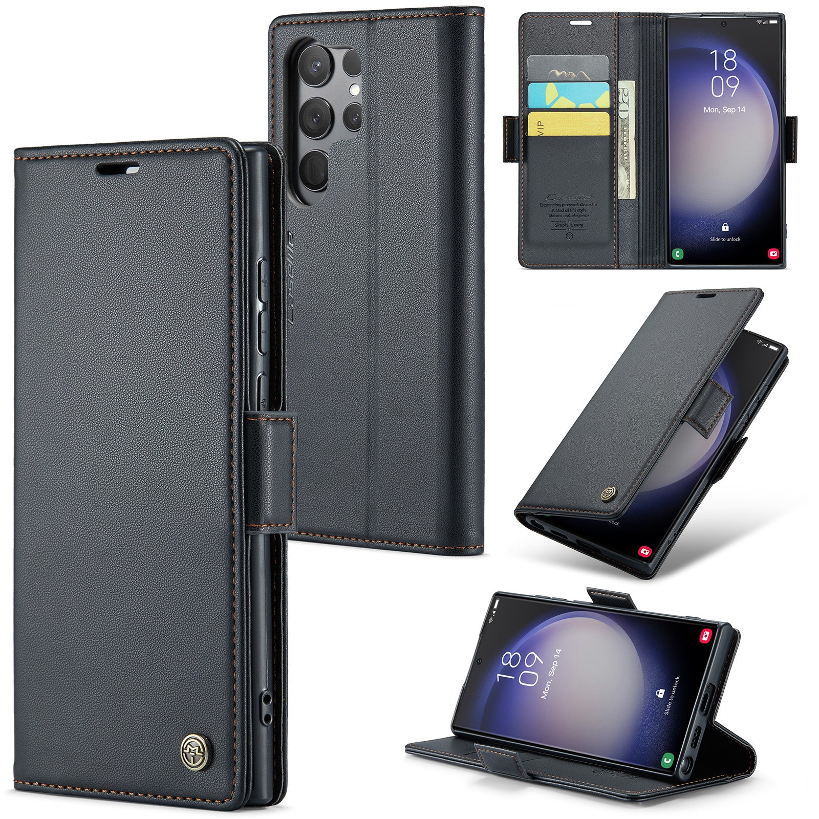 Samsung Galaxy S23 Ultra CaseMe 023 Wallet Flip Cover, RFID Protection, Card Holder