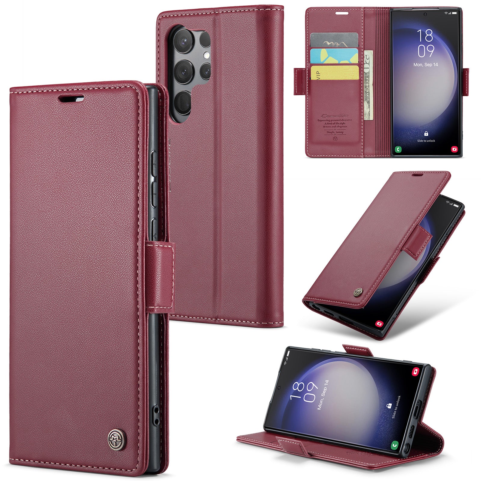 Samsung Galaxy S23 Ultra CaseMe 023 Wallet Flip Cover, RFID Protection, Card Holder