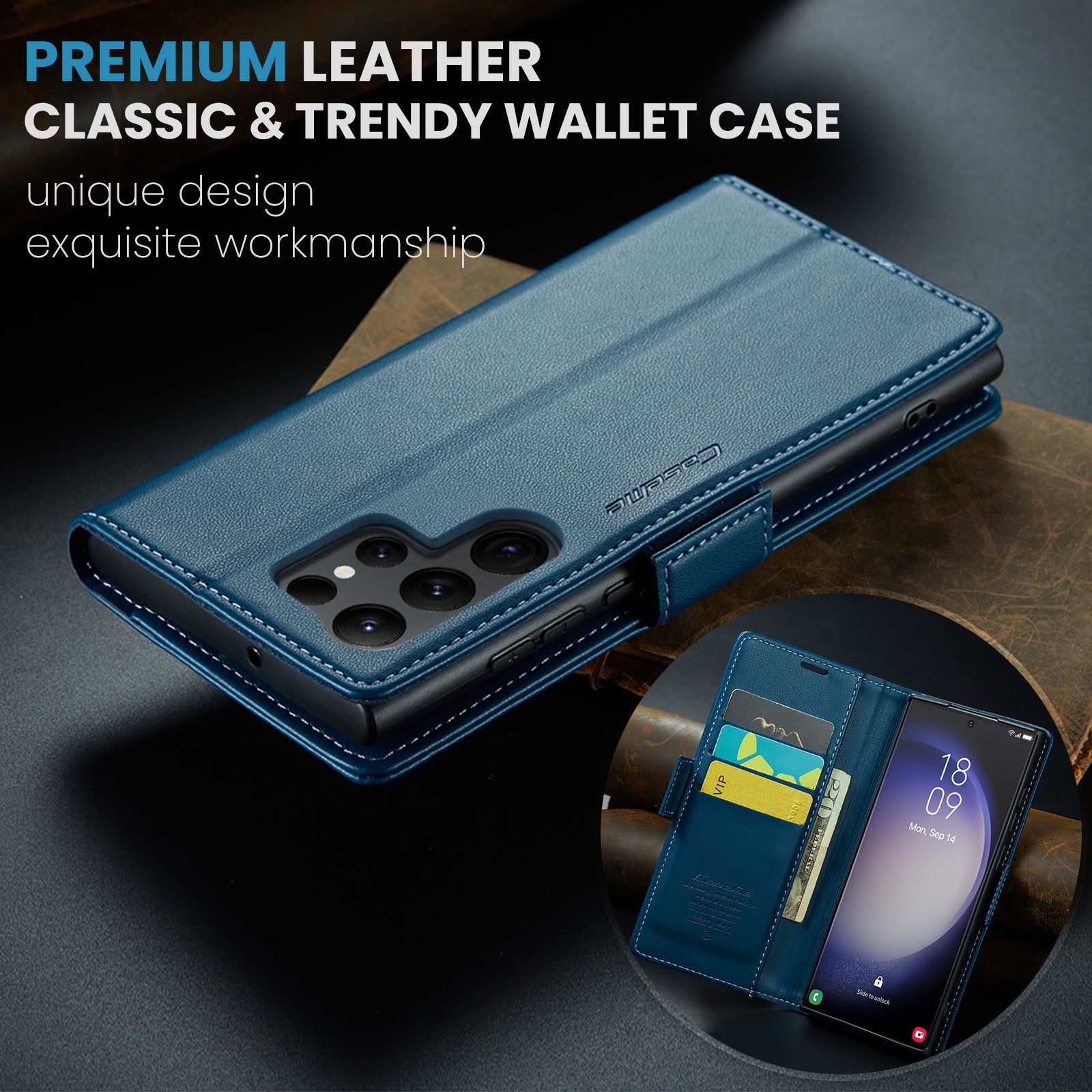 Samsung Galaxy S23 Ultra CaseMe 023 Wallet Flip Cover, RFID Protection, Card Holder