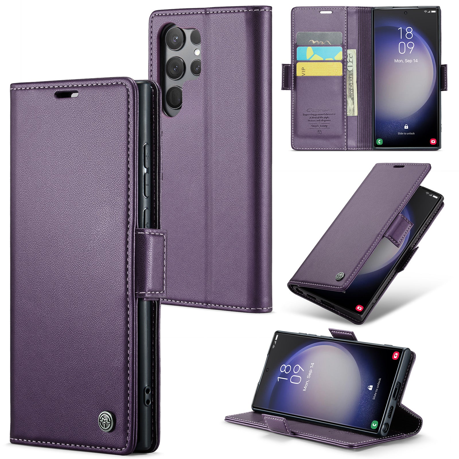 Samsung Galaxy S23 Ultra CaseMe 023 Wallet Flip Cover, RFID Protection, Card Holder