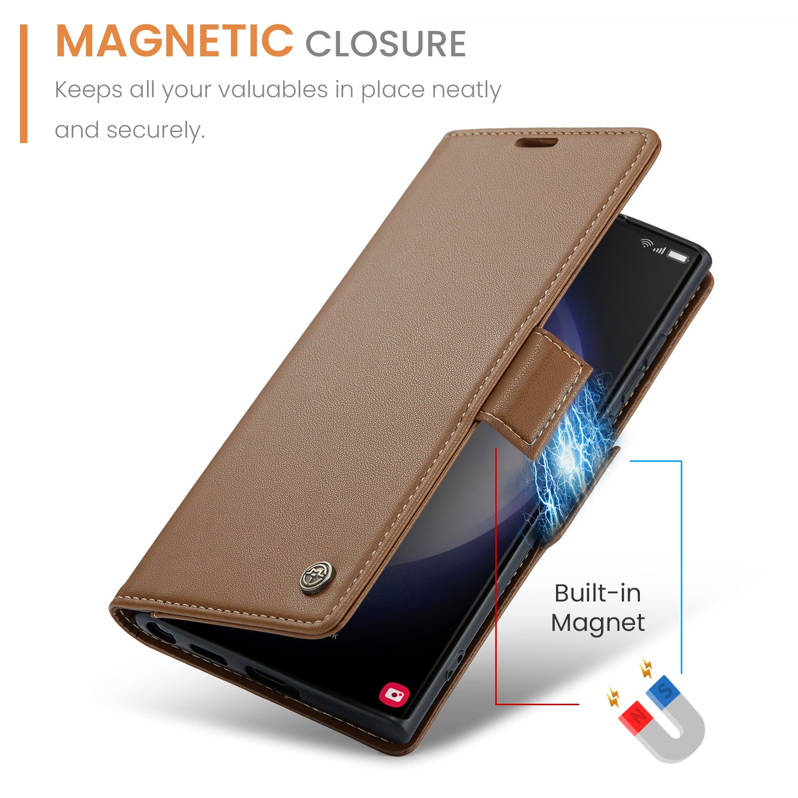 Samsung Galaxy S23 Ultra CaseMe 023 Wallet Flip Cover, RFID Protection, Card Holder