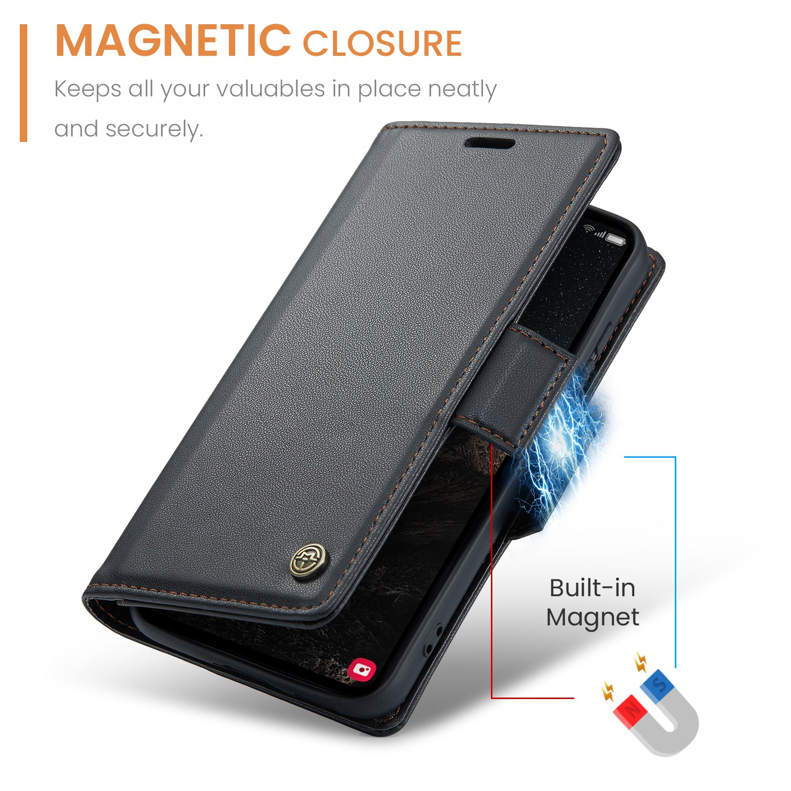 Samsung Galaxy S24 CaseMe 023 Wallet Flip Cover, RFID Protection, Card Holder