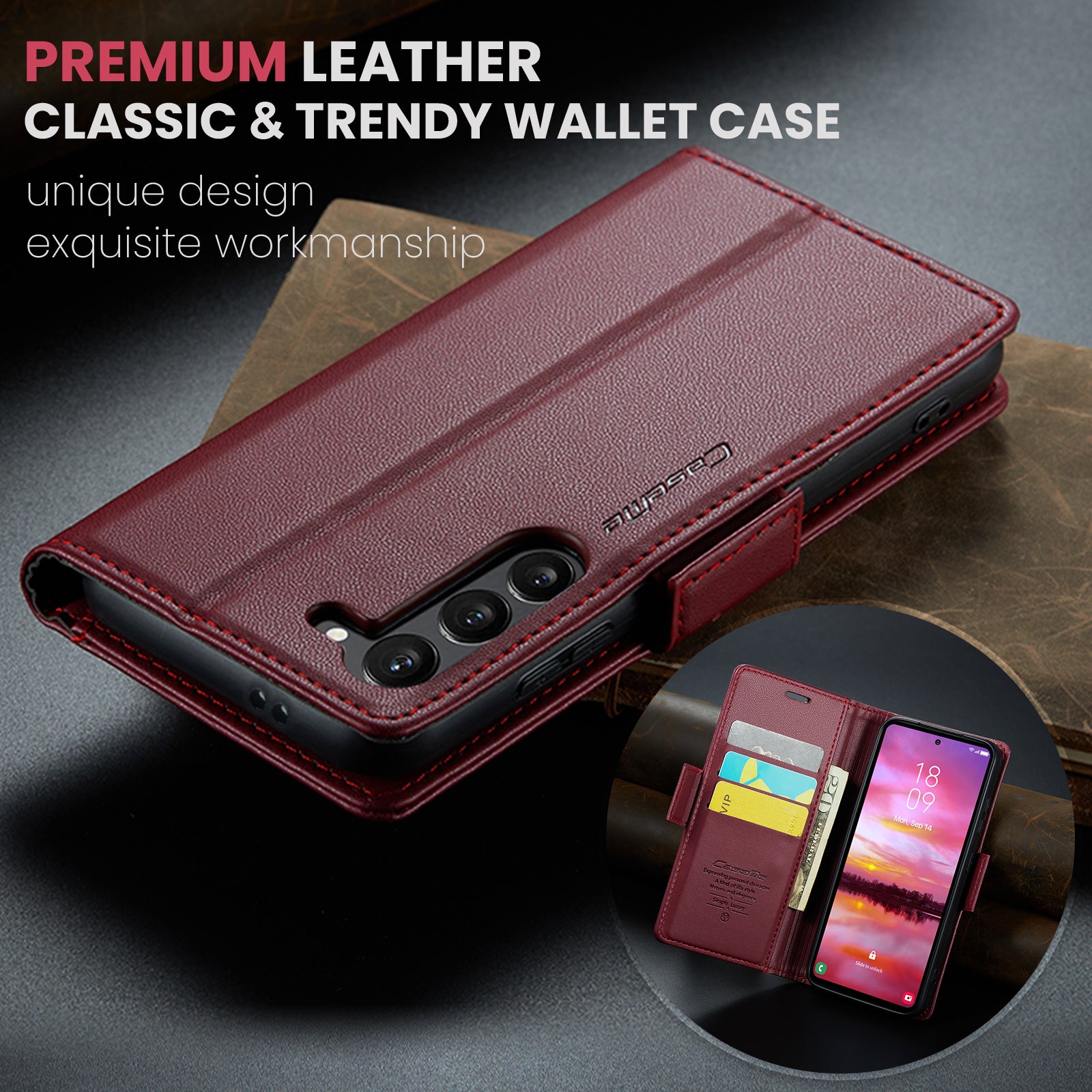 Samsung Galaxy S24 CaseMe 023 Wallet Flip Cover, RFID Protection, Card Holder