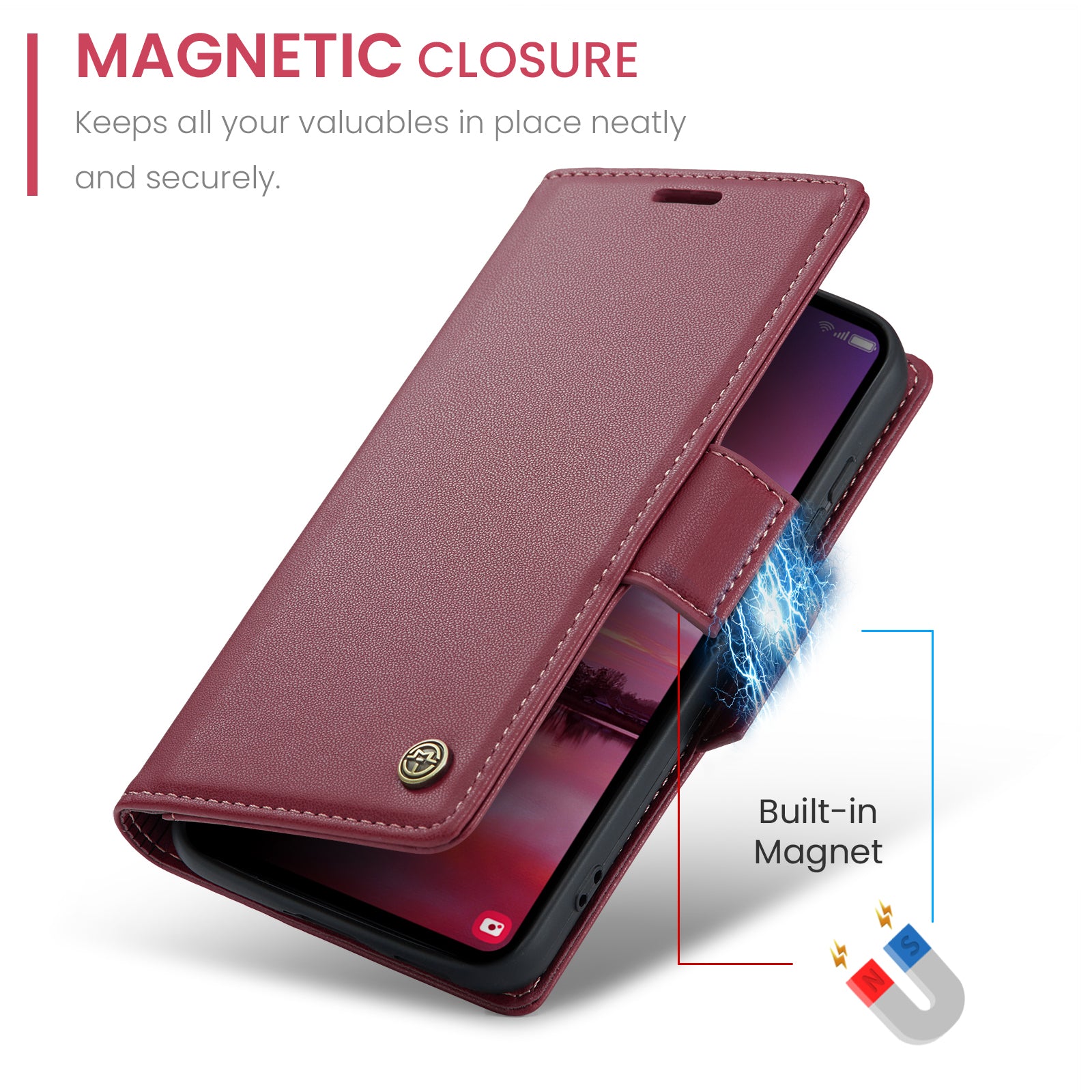 Samsung Galaxy S24 CaseMe 023 Wallet Flip Cover, RFID Protection, Card Holder