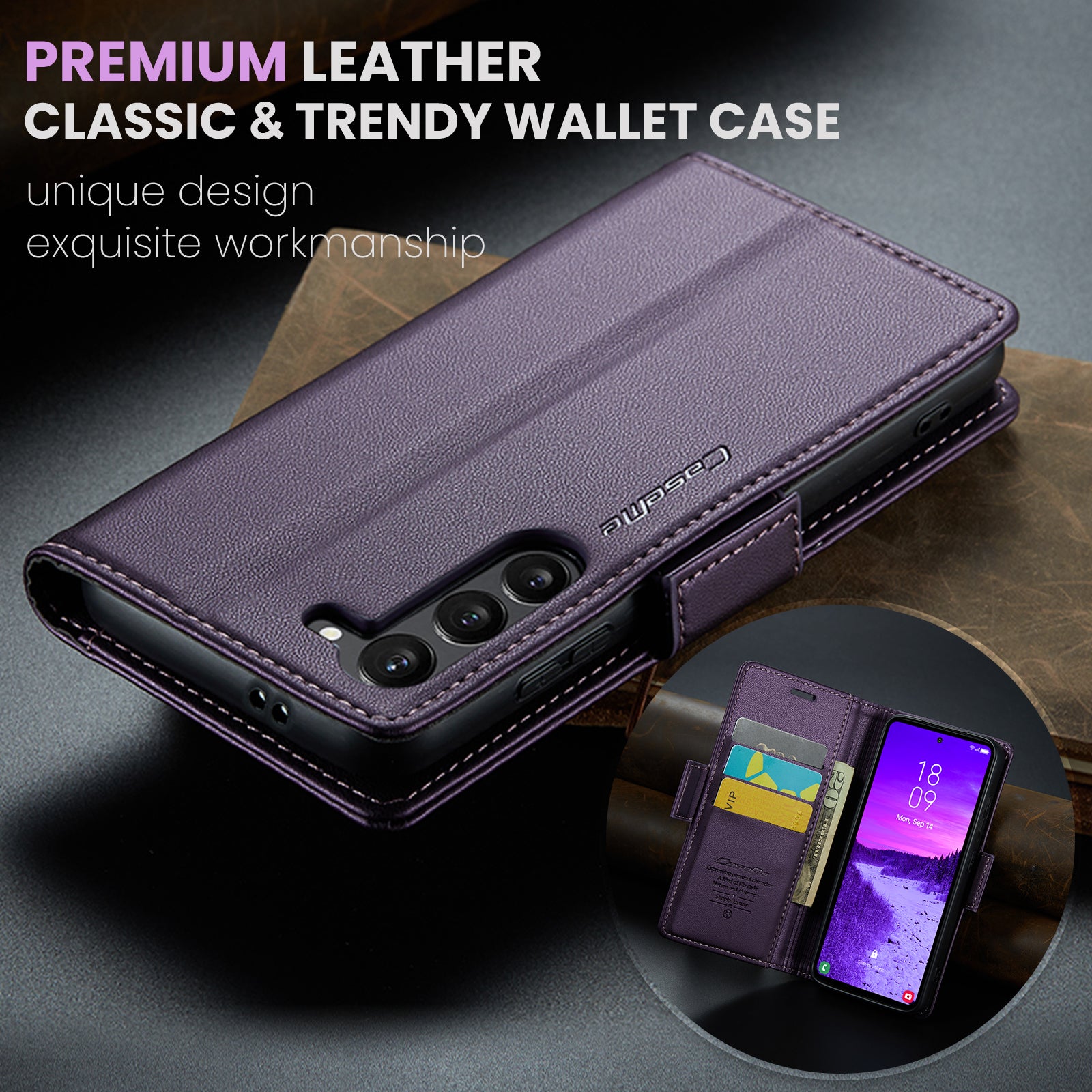 Samsung Galaxy S24 CaseMe 023 Wallet Flip Cover, RFID Protection, Card Holder