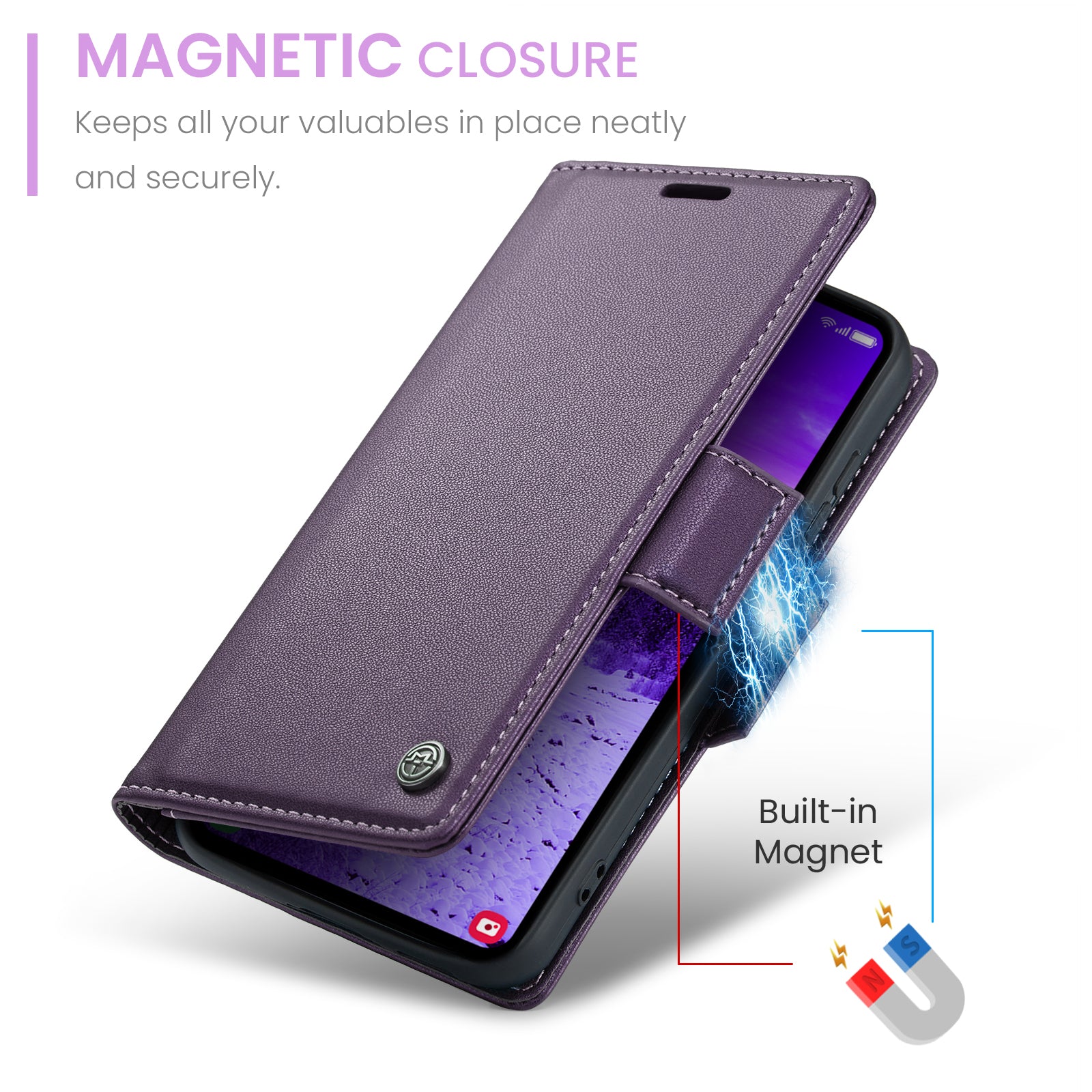 Samsung Galaxy S24 CaseMe 023 Wallet Flip Cover, RFID Protection, Card Holder