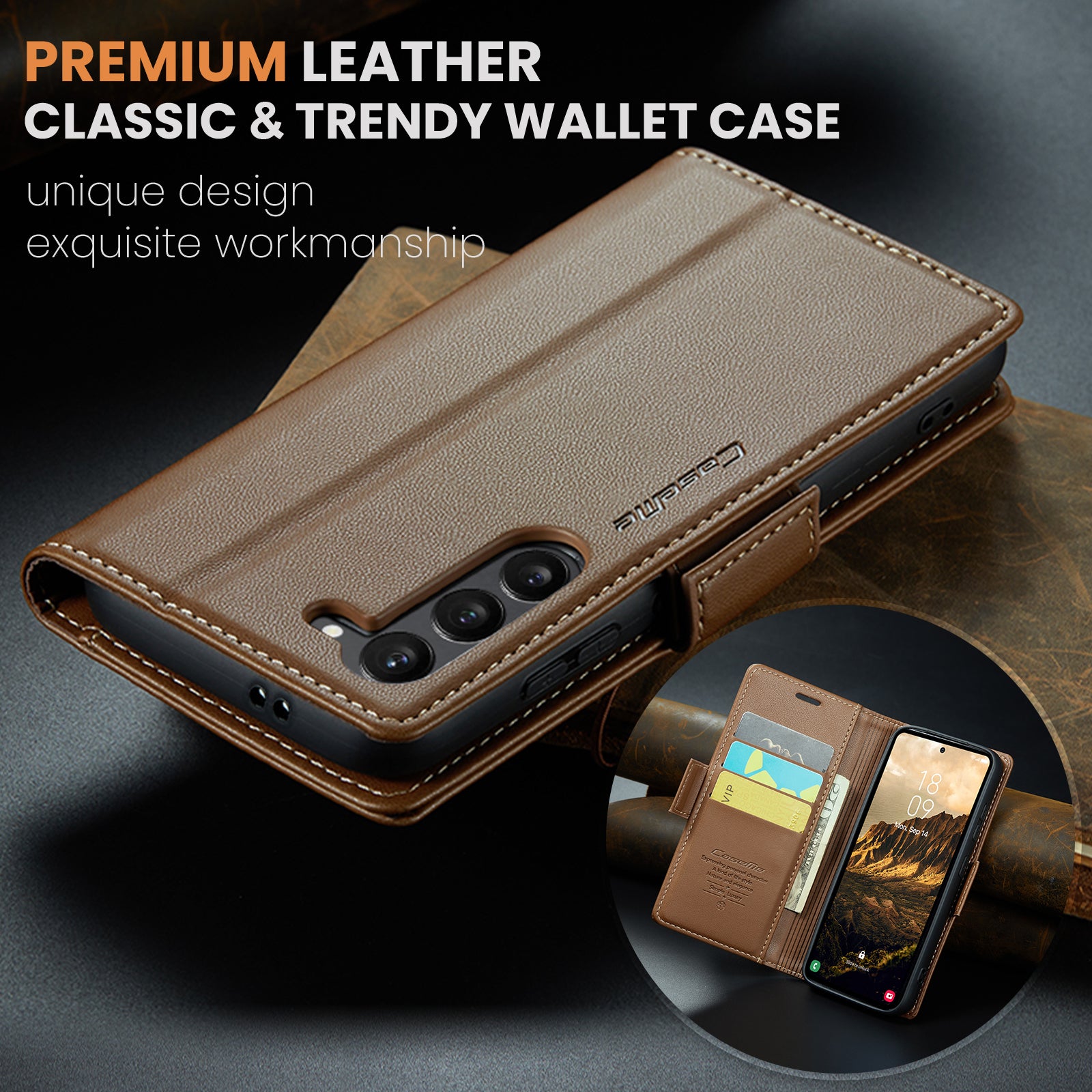 Samsung Galaxy S24 CaseMe 023 Wallet Flip Cover, RFID Protection, Card Holder