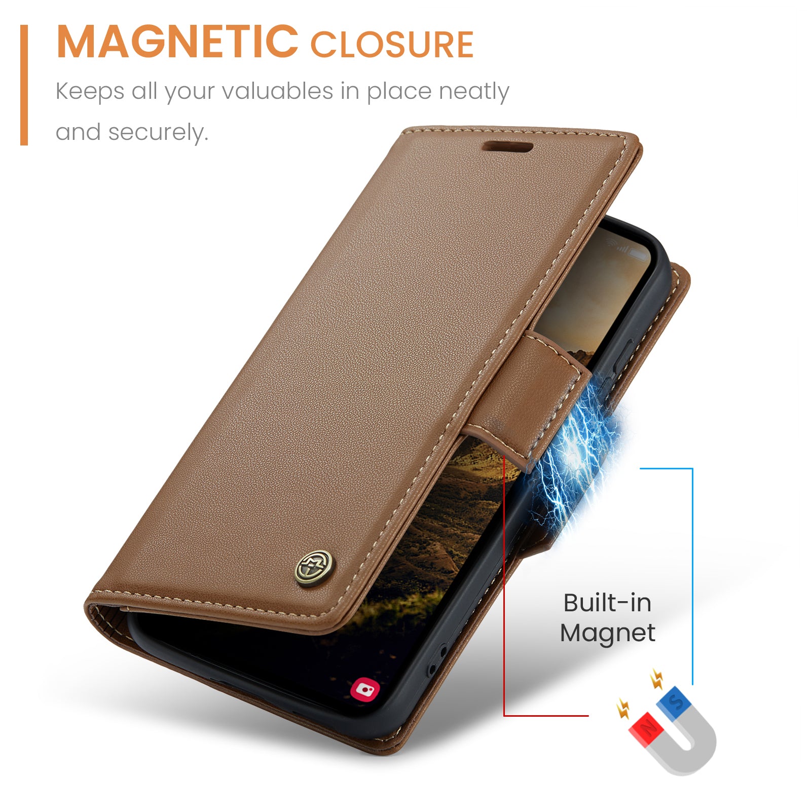 Samsung Galaxy S24 CaseMe 023 Wallet Flip Cover, RFID Protection, Card Holder