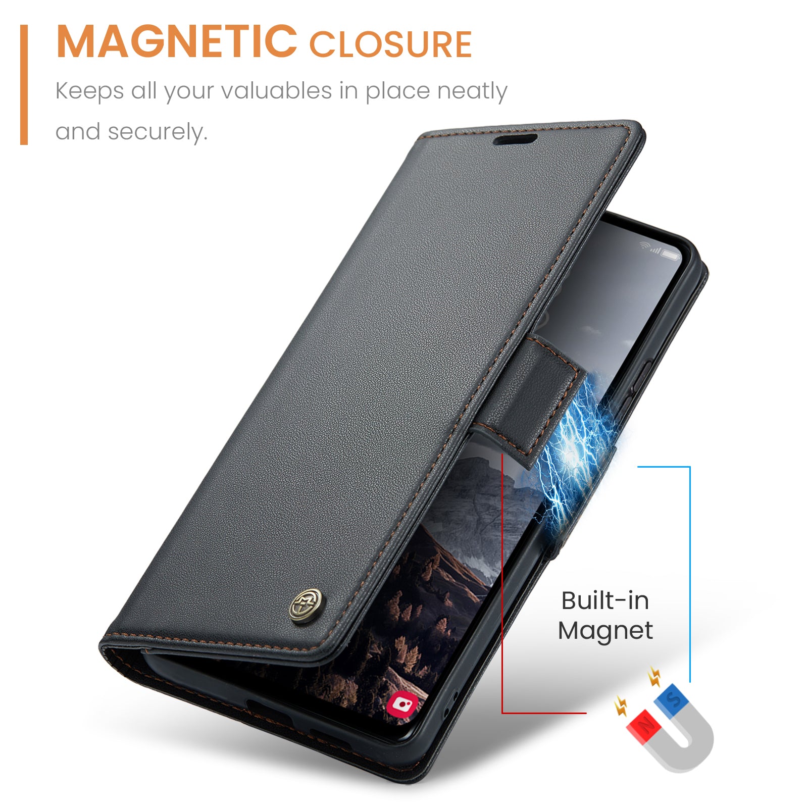 Samsung Galaxy S24 Plus CaseMe 023 Wallet Flip Cover, RFID Protection, Card Holder