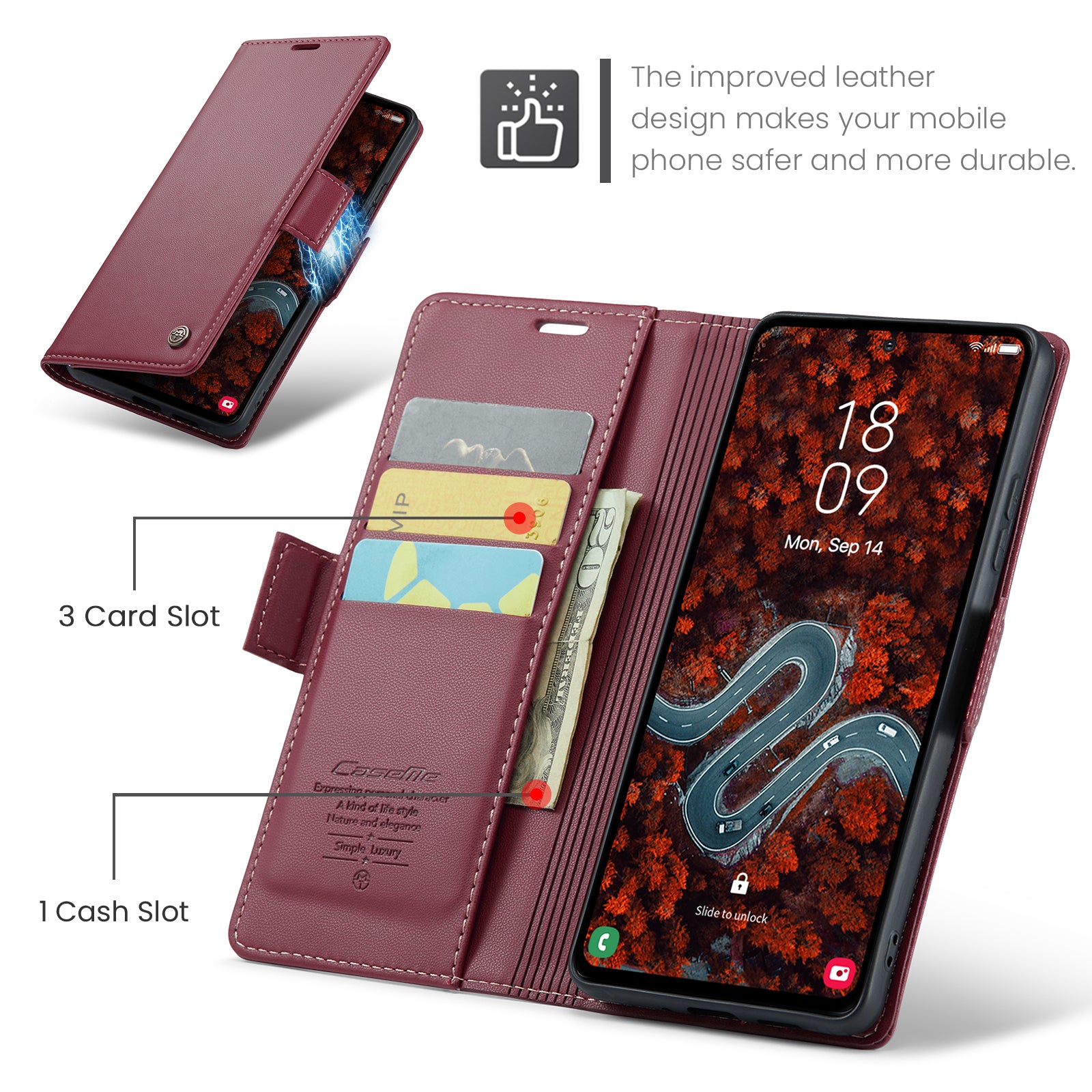 Samsung Galaxy S24 Plus CaseMe 023 Wallet Flip Cover, RFID Protection, Card Holder