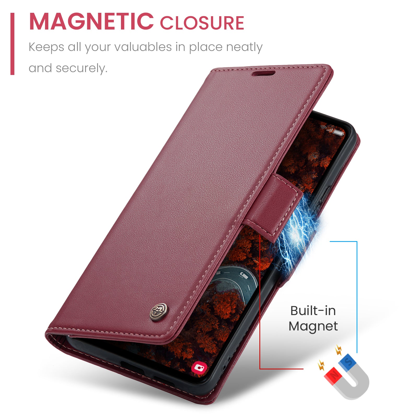 Samsung Galaxy S24 Plus CaseMe 023 Wallet Flip Cover, RFID Protection, Card Holder