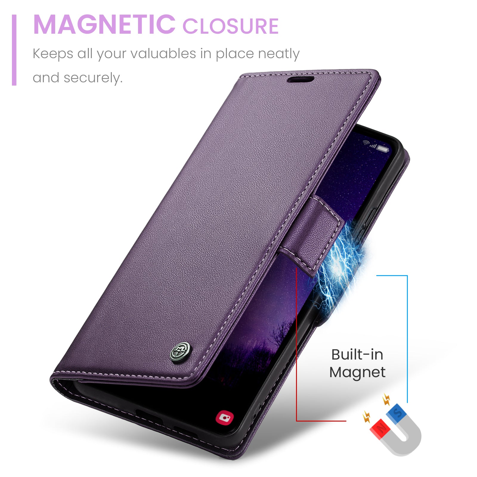 Samsung Galaxy S24 Plus CaseMe 023 Wallet Flip Cover, RFID Protection, Card Holder